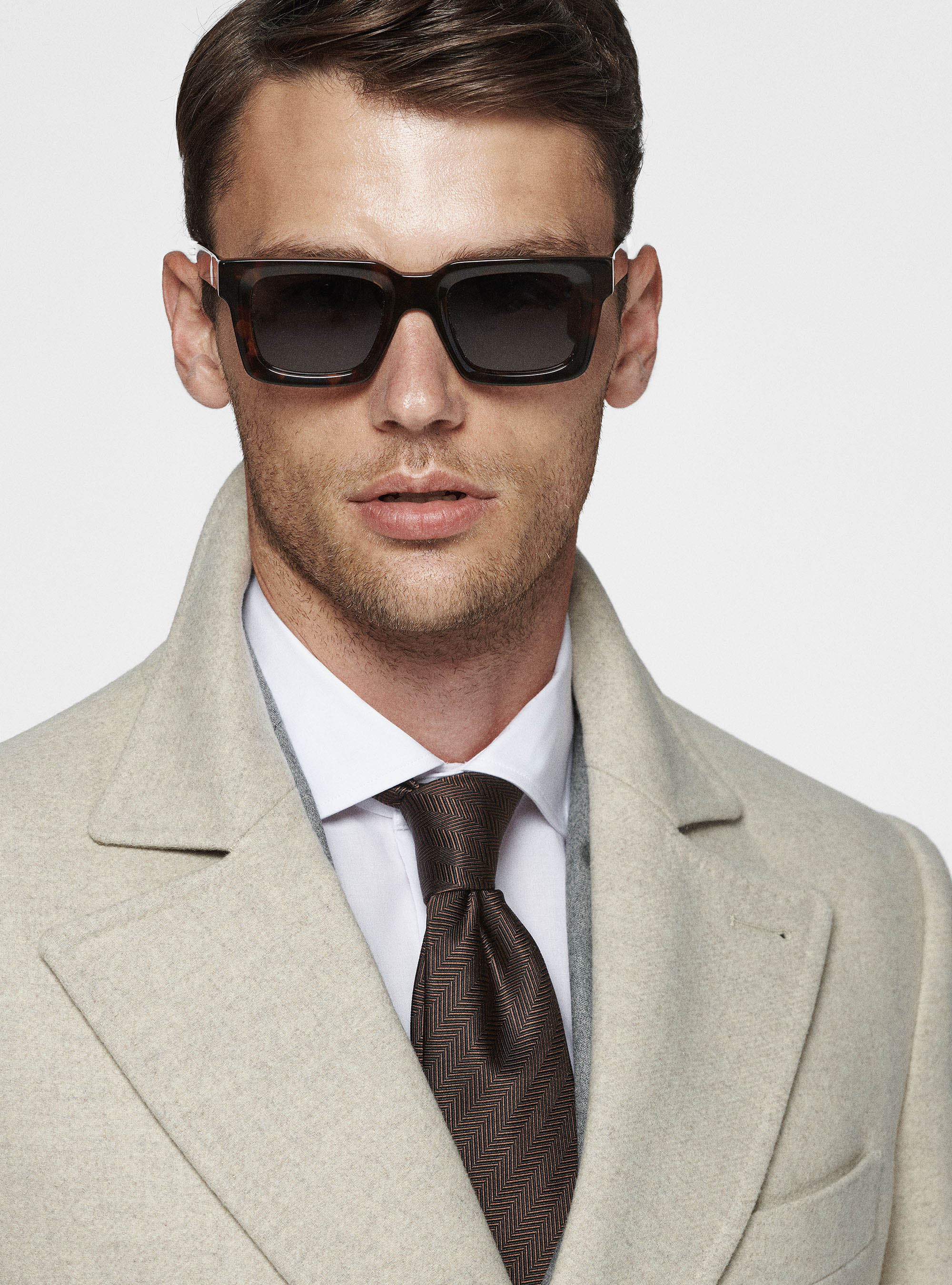 Cappotto doppiopetto in pura lana, ECRU