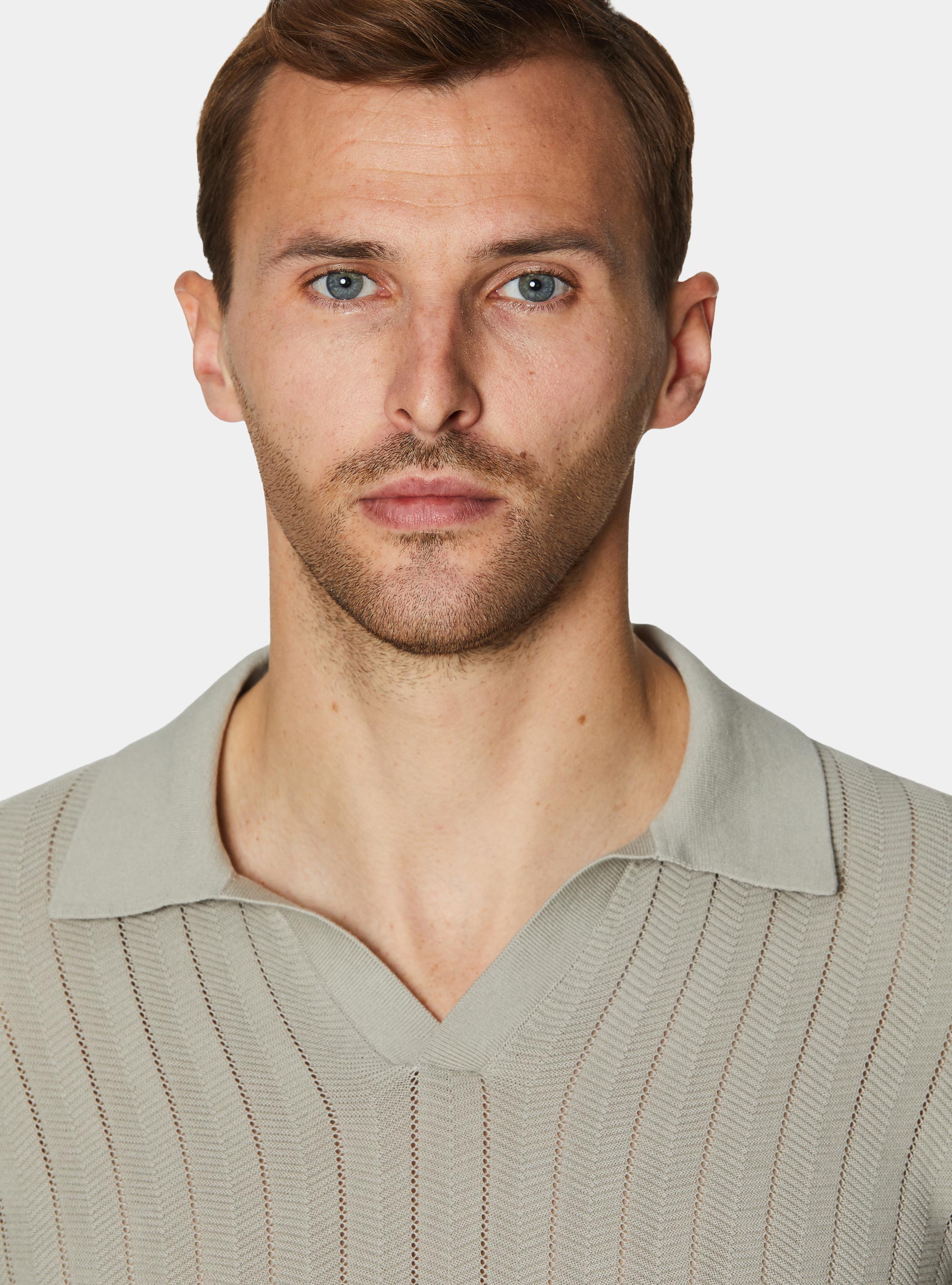 Polo traforata in cotone spigato, SABBIA