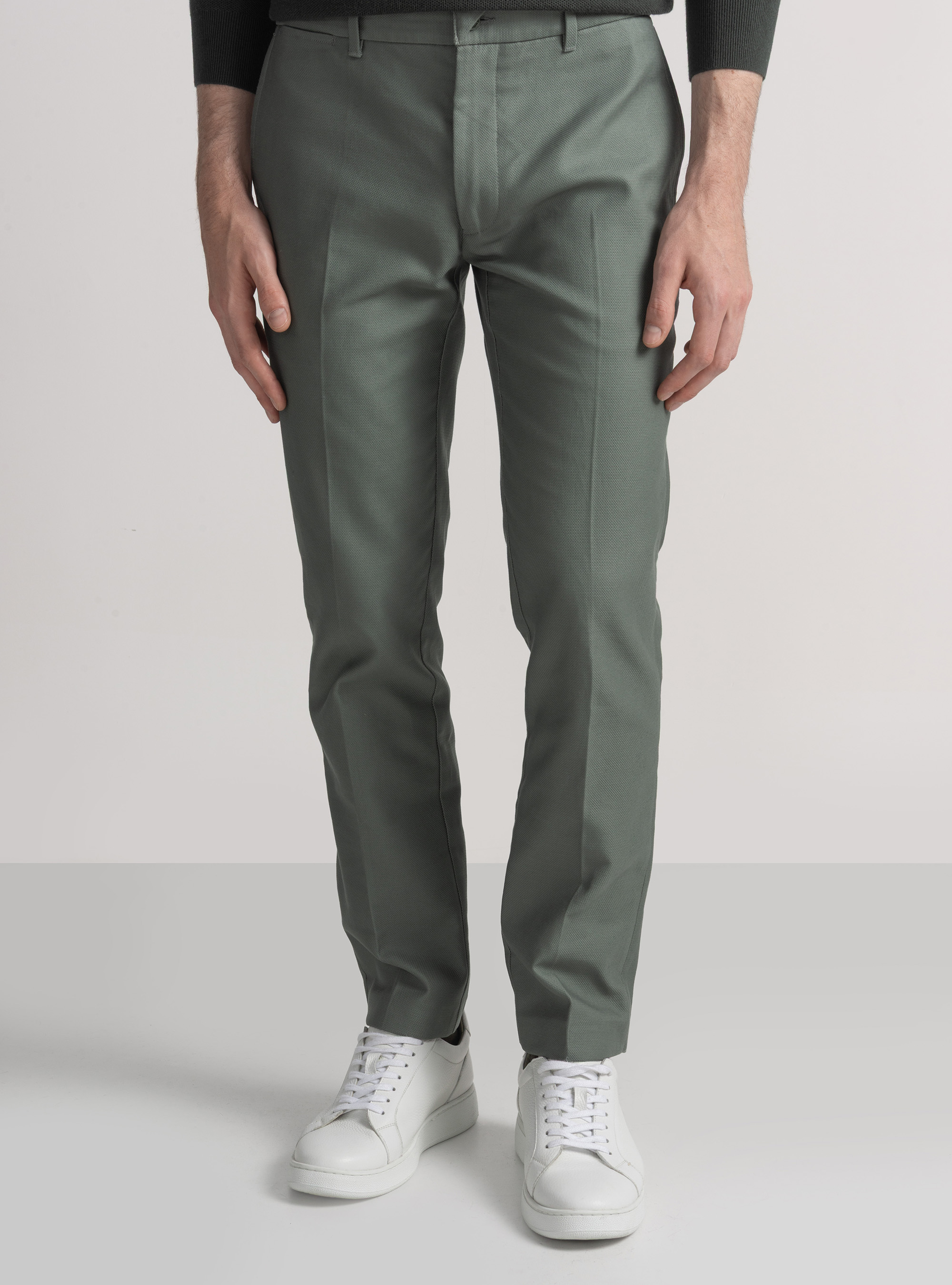 Pantalón chino slim fit de algodón reforzado, SALVIA 0602C