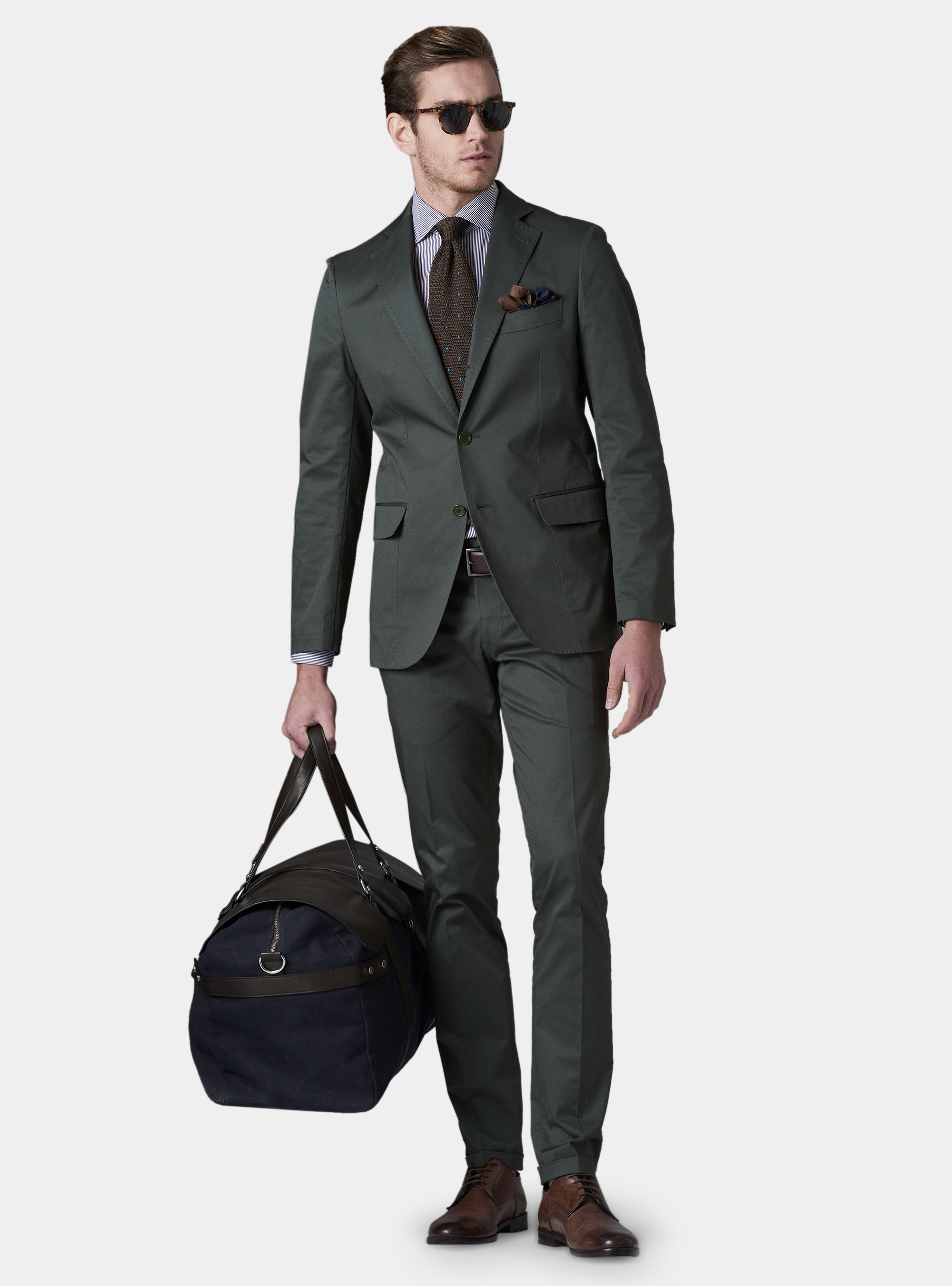 Pantalone per abito in cotone superior, OLIVA