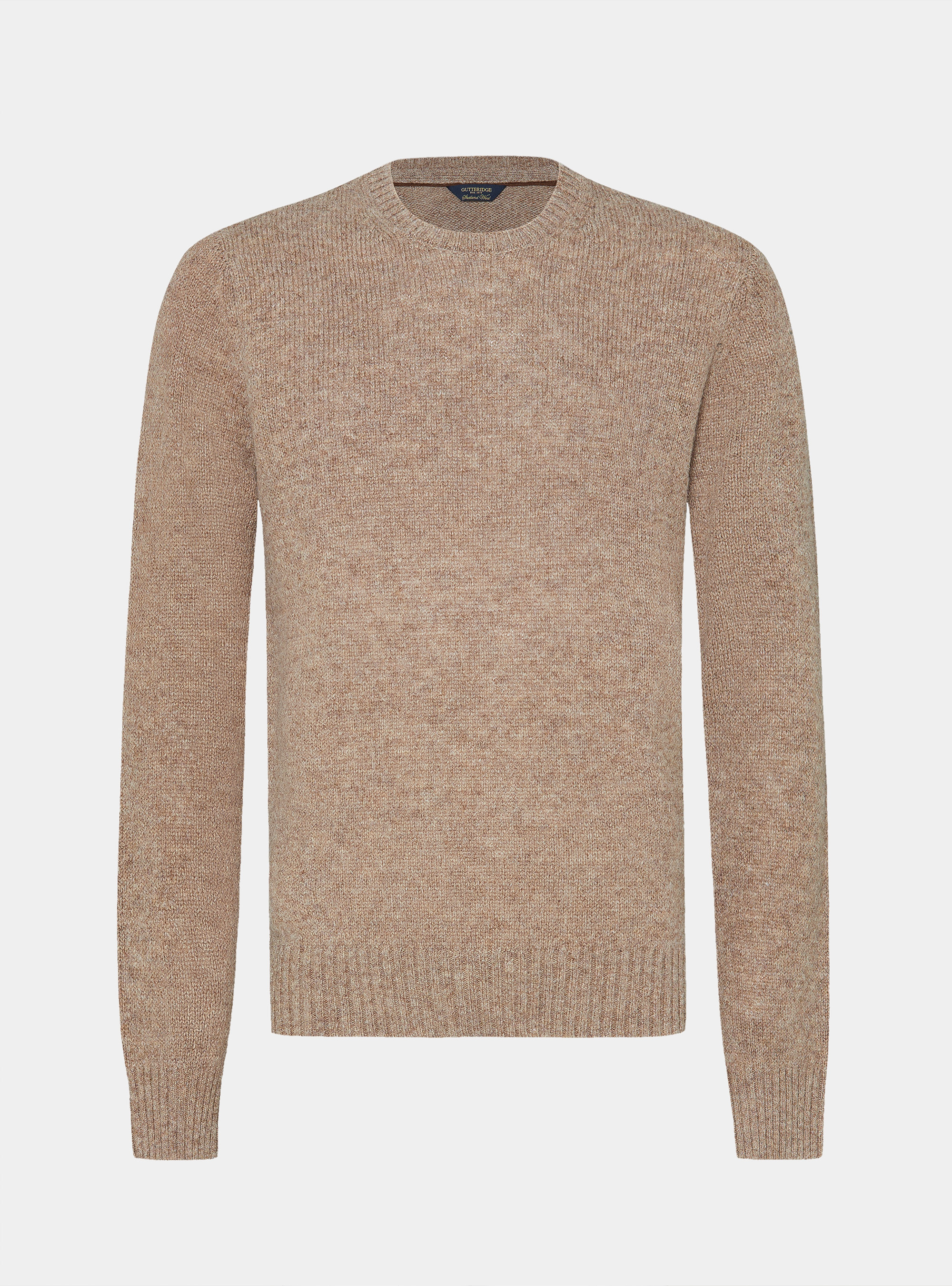 Shetland wool crew-neck sweater, MUD