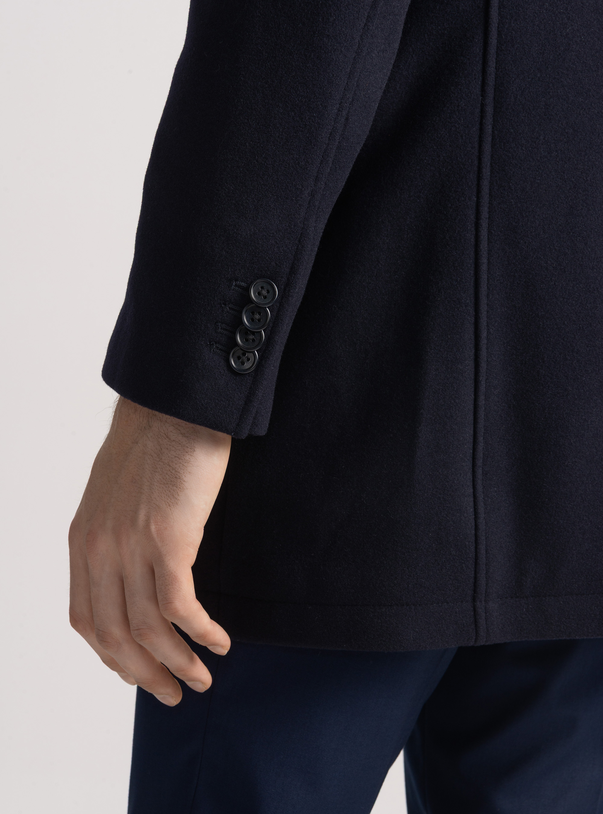 Manteau à bavette en laine mélangée, BLEU MARINE