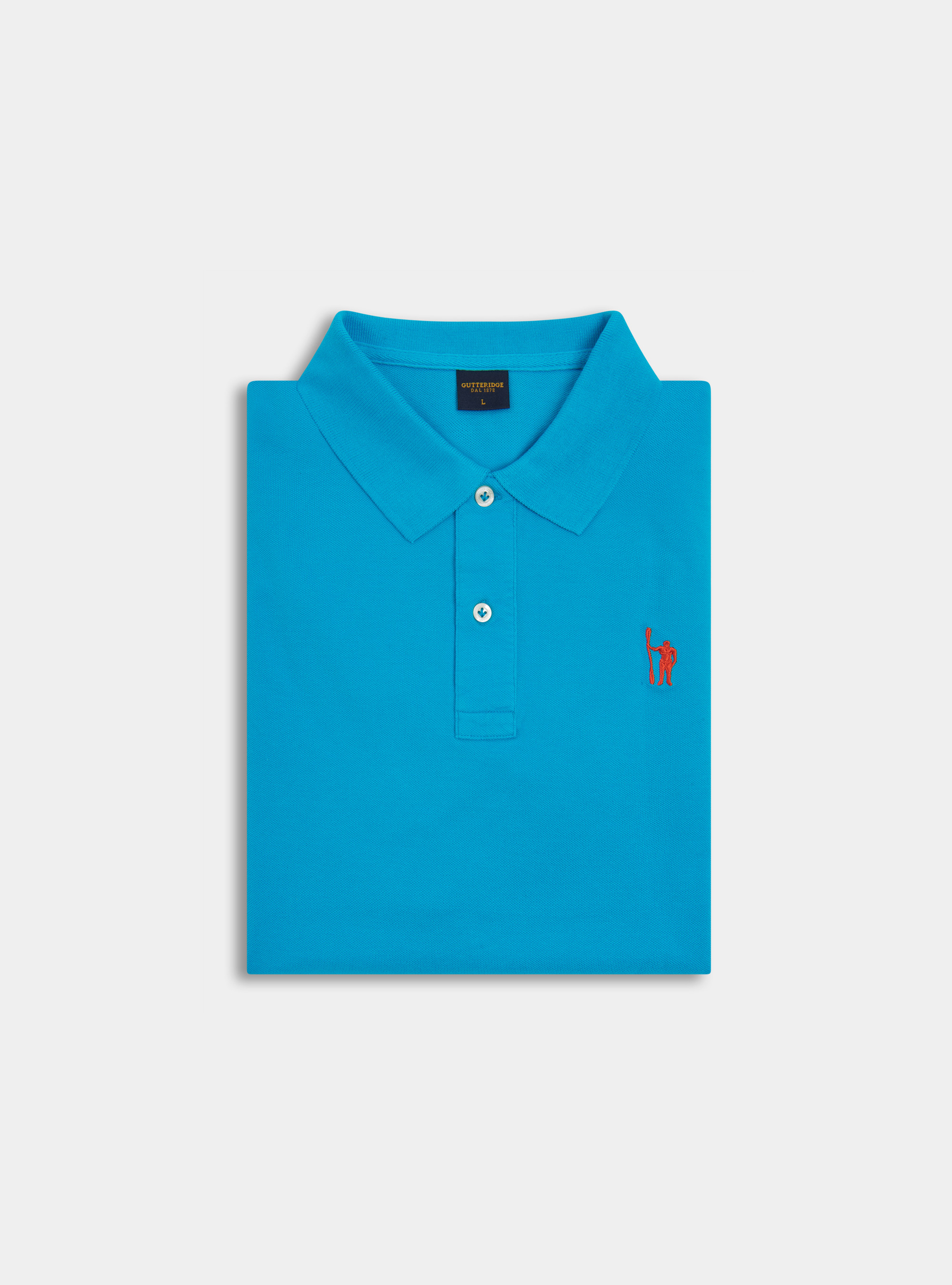 Classic cotton pique polo with embroidery, TURCHESE 0258C