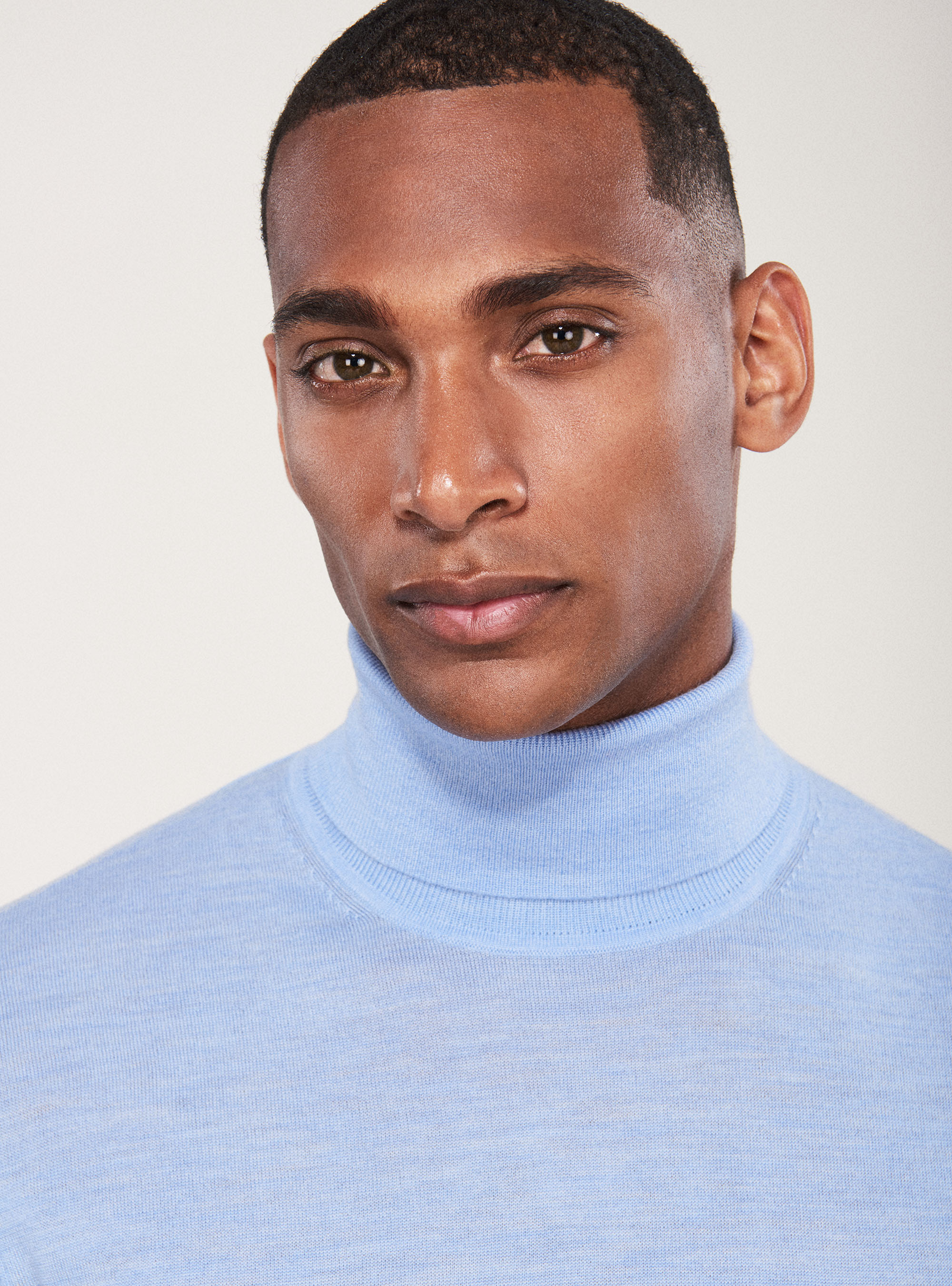 Col roulé en pure laine mérinos extra-fine, BLEU CIEL