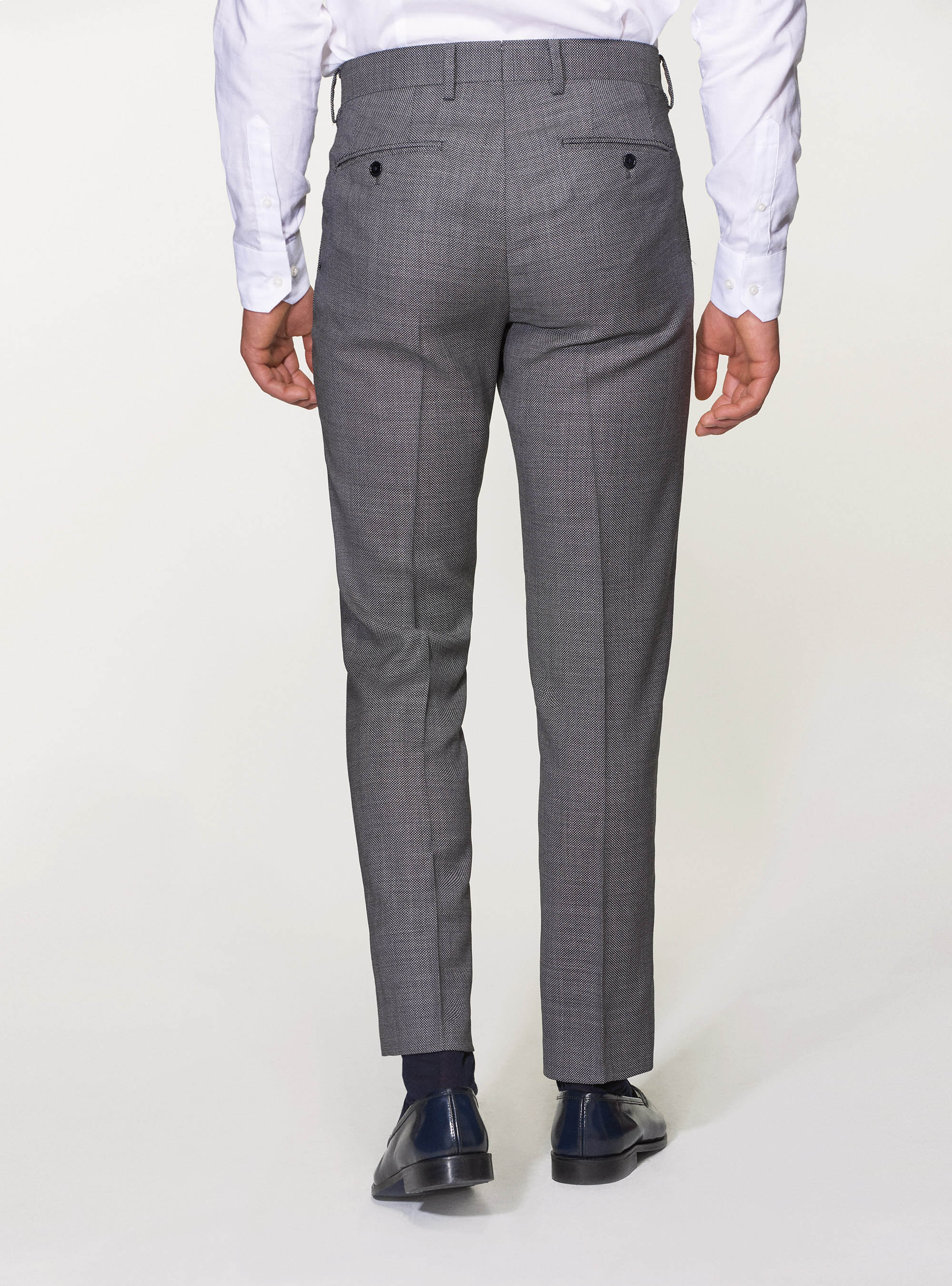 Pure wool partridge eye suit trousers, ASPHALT GREY