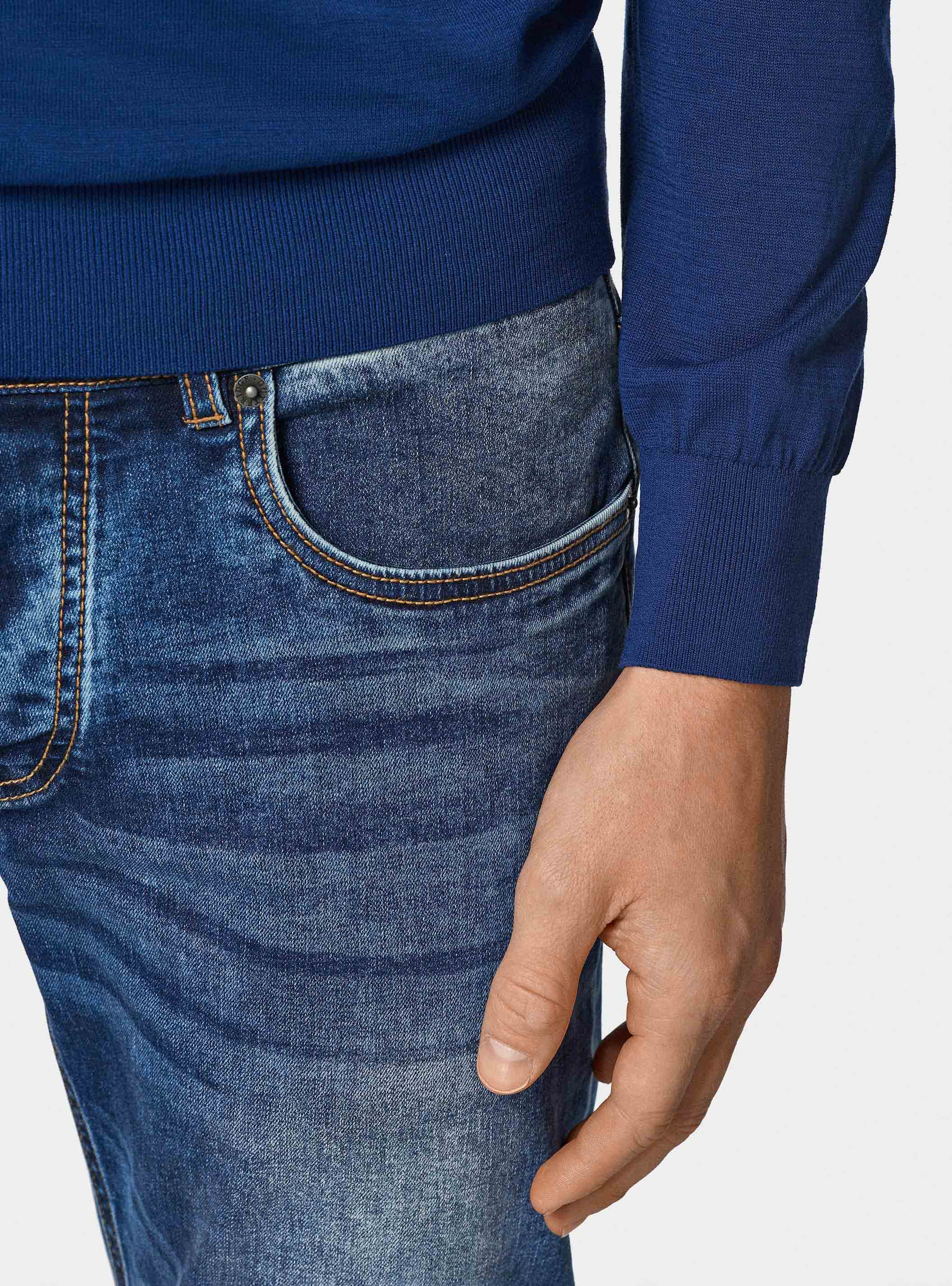 Maglia girocollo in cotone e seta, BLU ROYAL