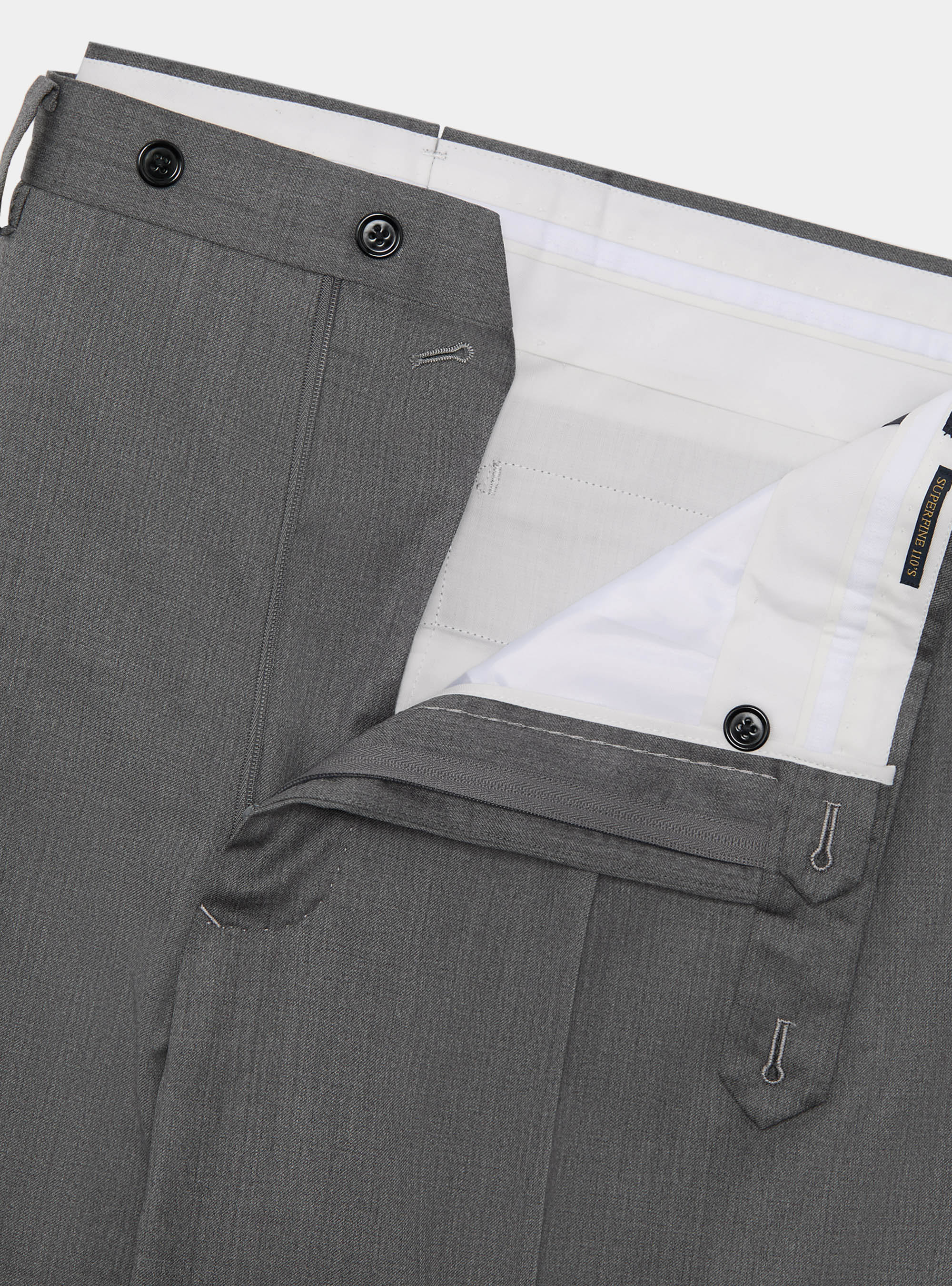 Trousers with pleats for double-breasted suit in superfine 110's Reda wool, GREY