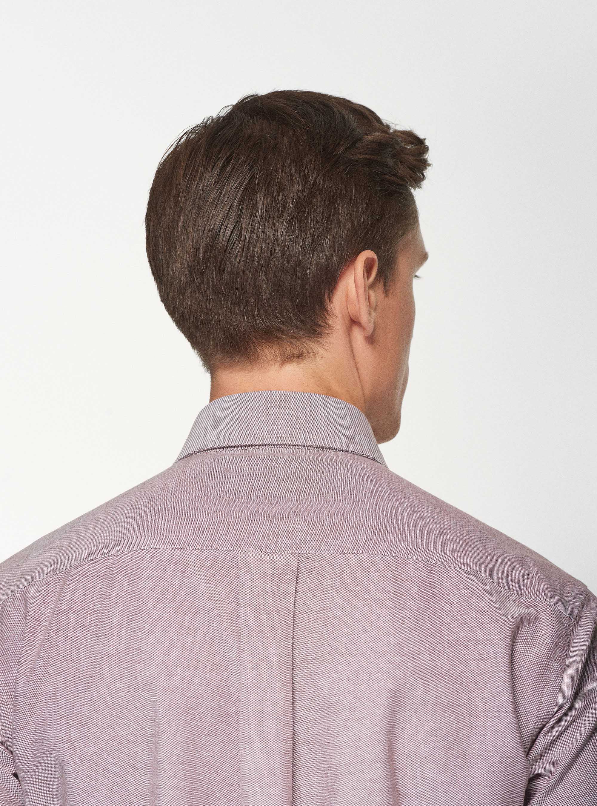Button-down collar shirt in oxford cotton, BROWN