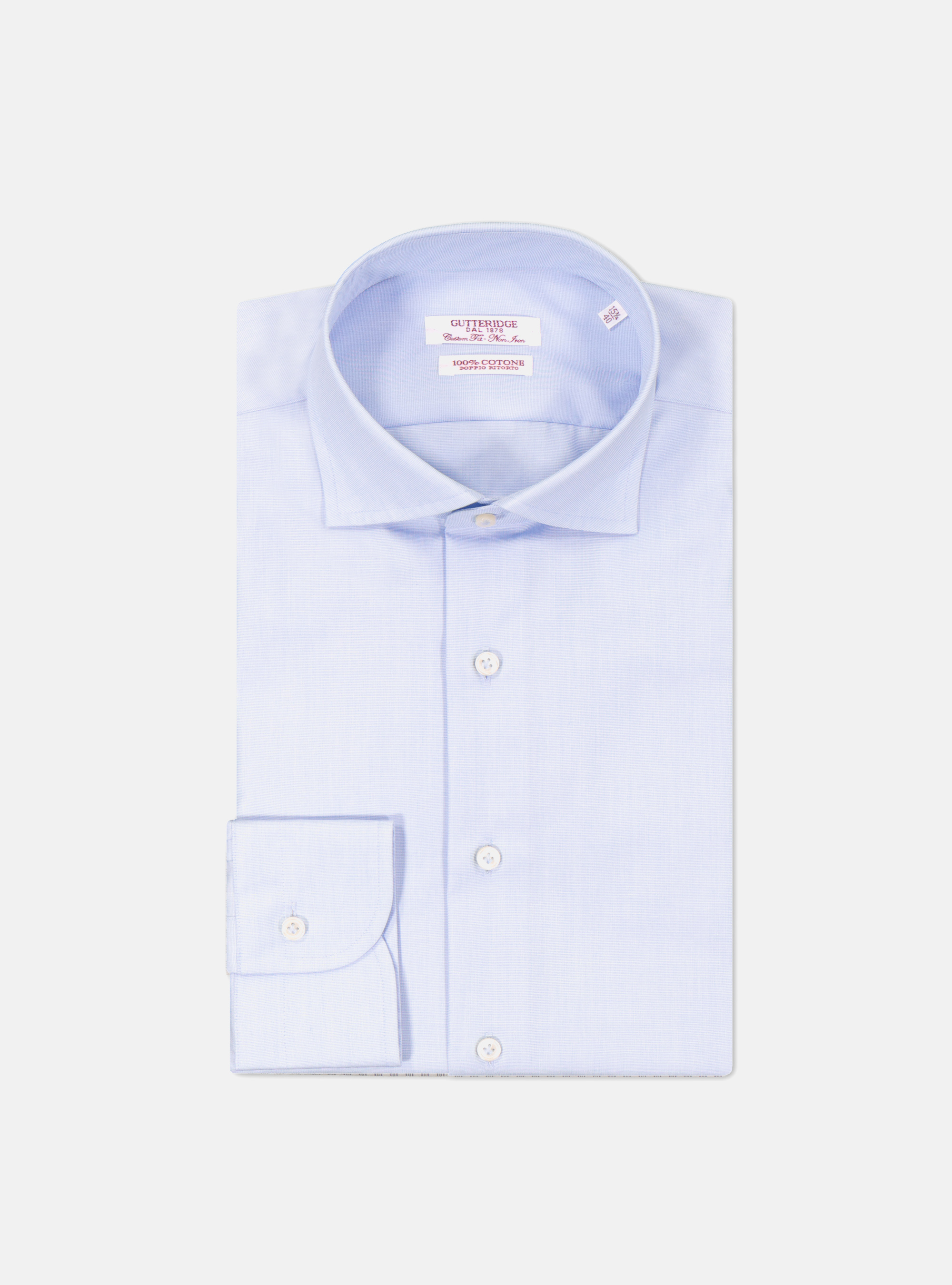 Camicia comfort fit classica in cotone fil a fil no iron, AZZURRO