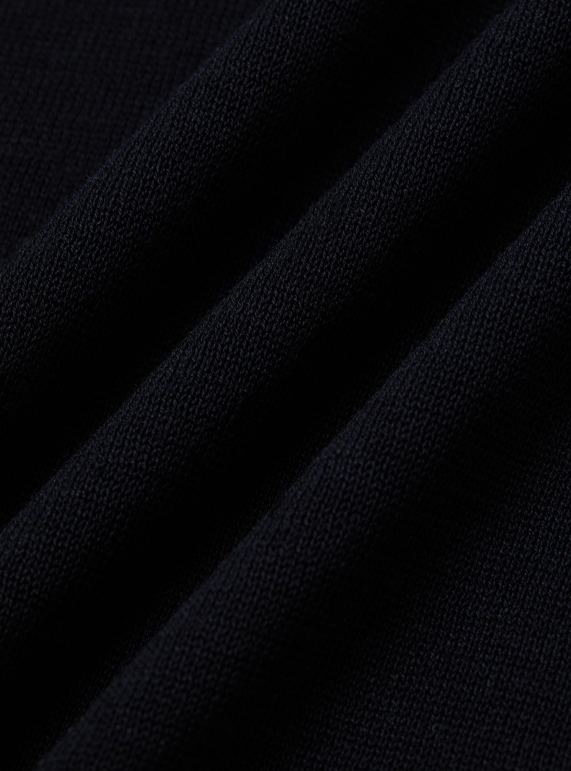 Maglia a polo in cotone e seta, NERO