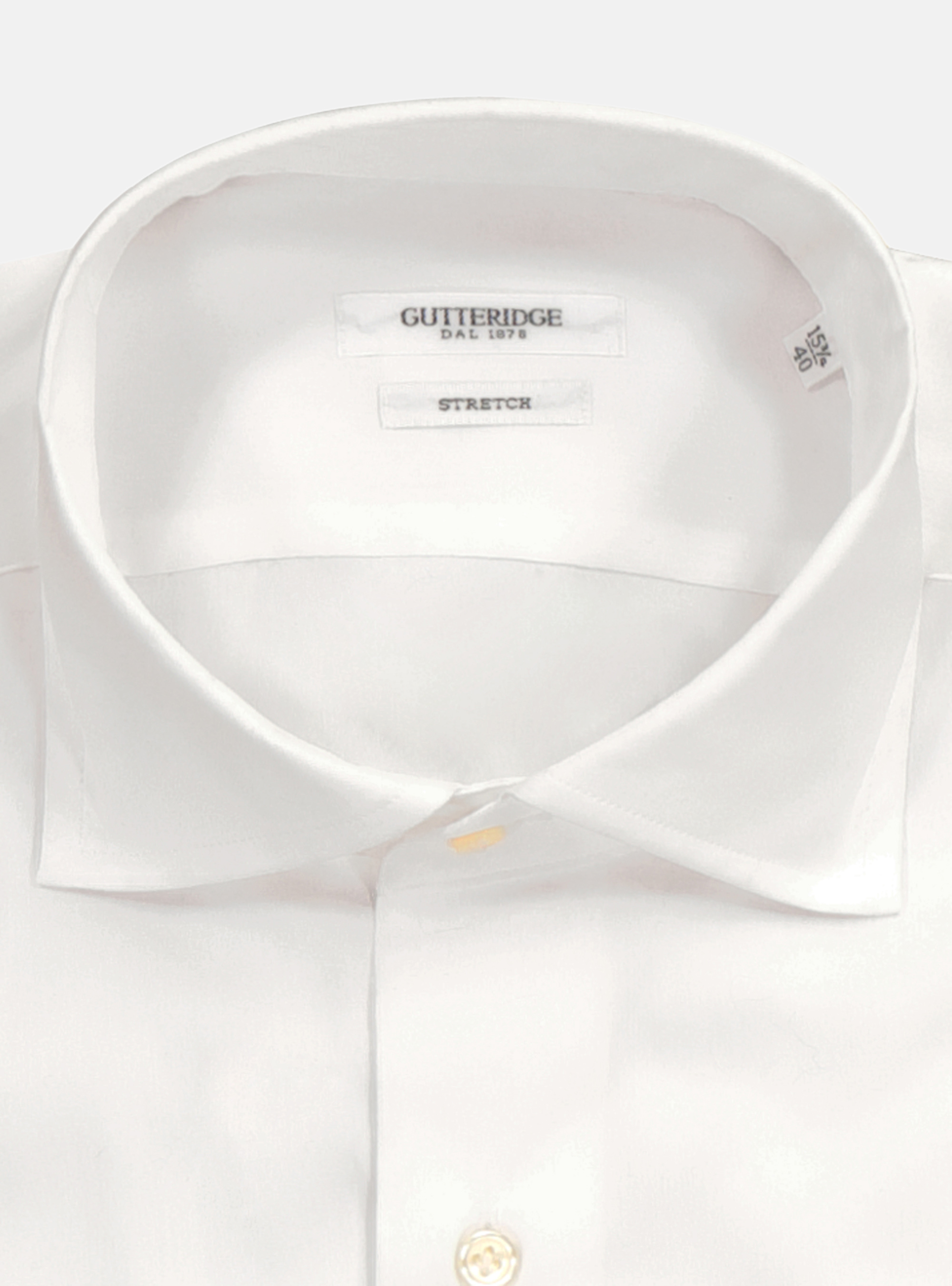 Camicia in cotone popeline stretch con collo francese semiaperto, BIANCO