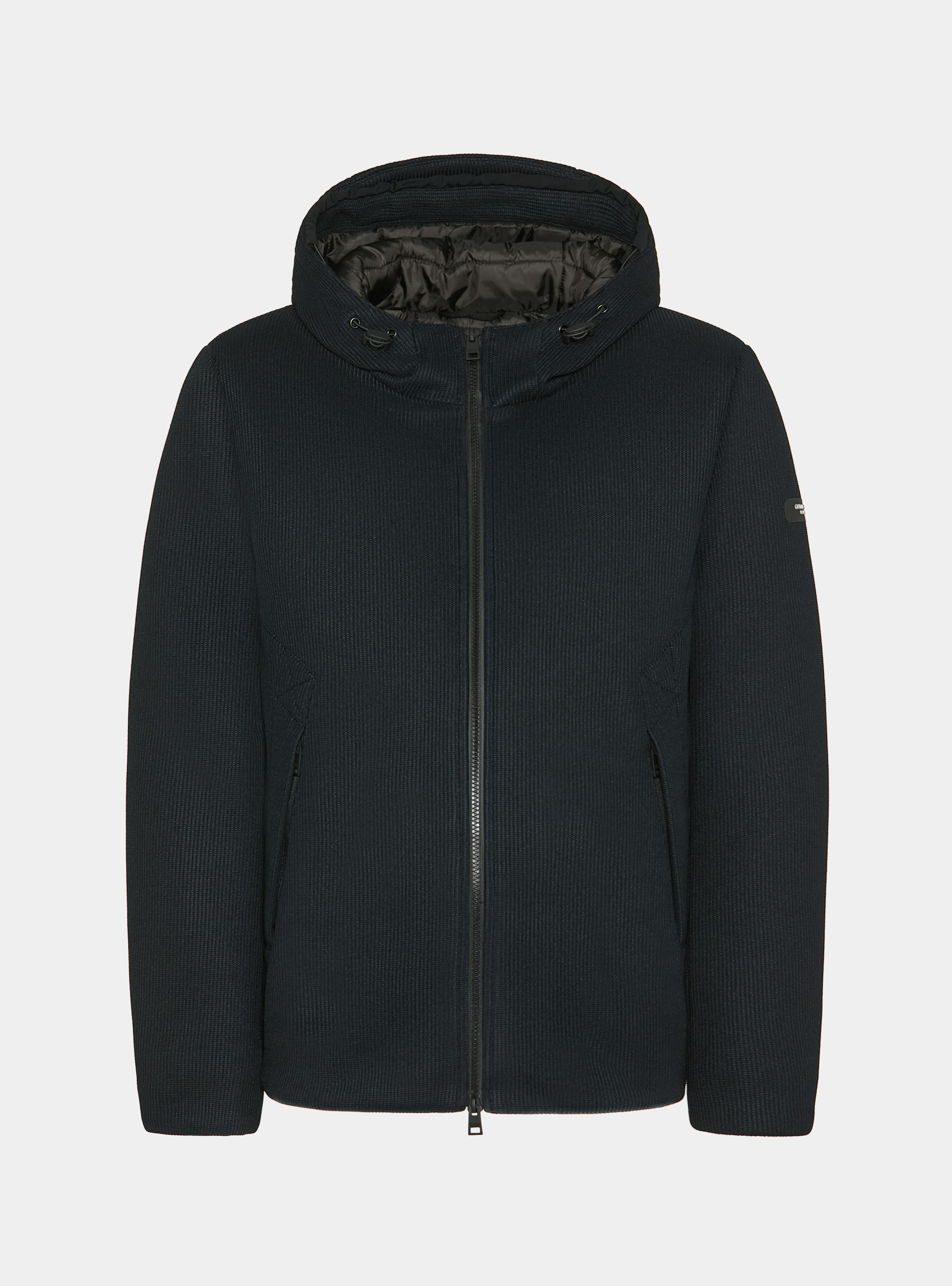 Padded technical jacket with hood, NAVY BLUE