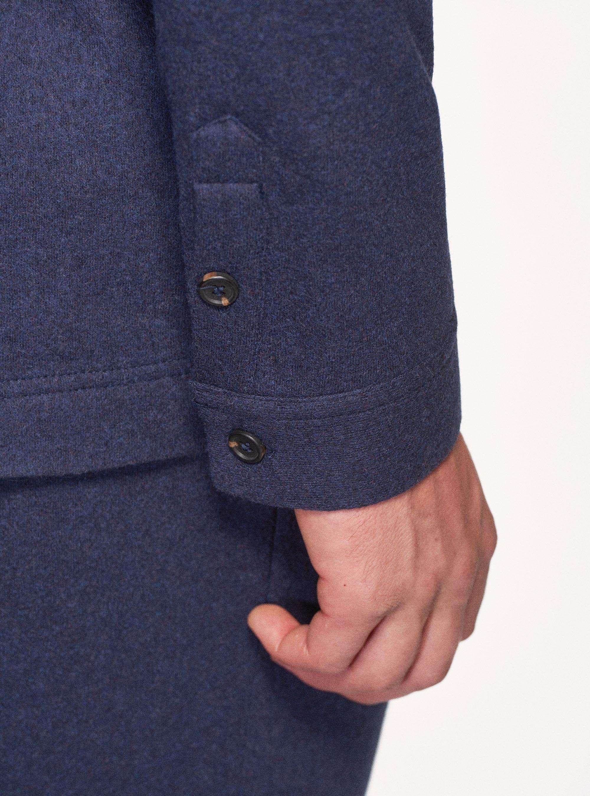 Shirt blazer in pure wool, NAVY BLUE