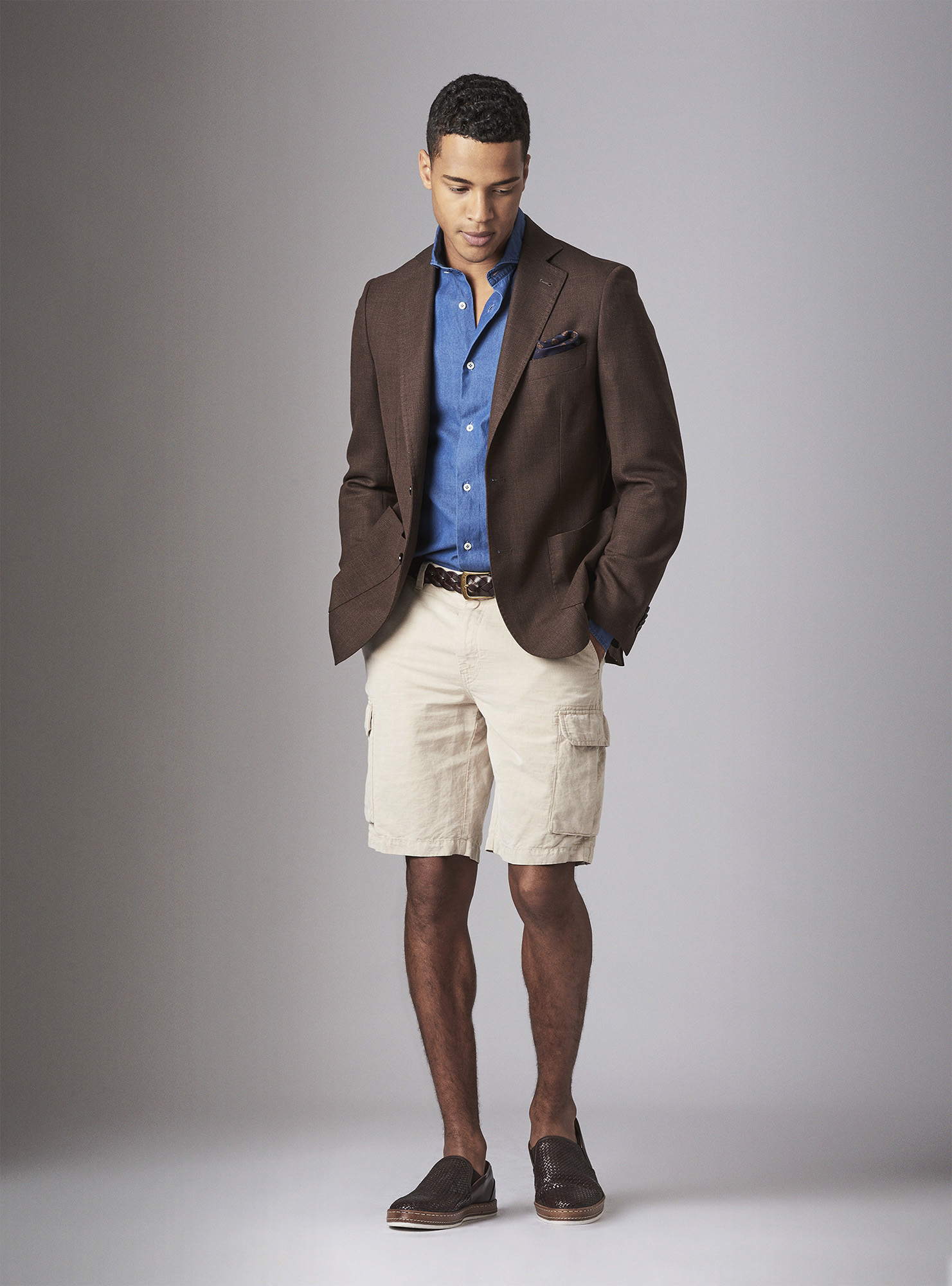 Linen cargo bermuda short, ECRU