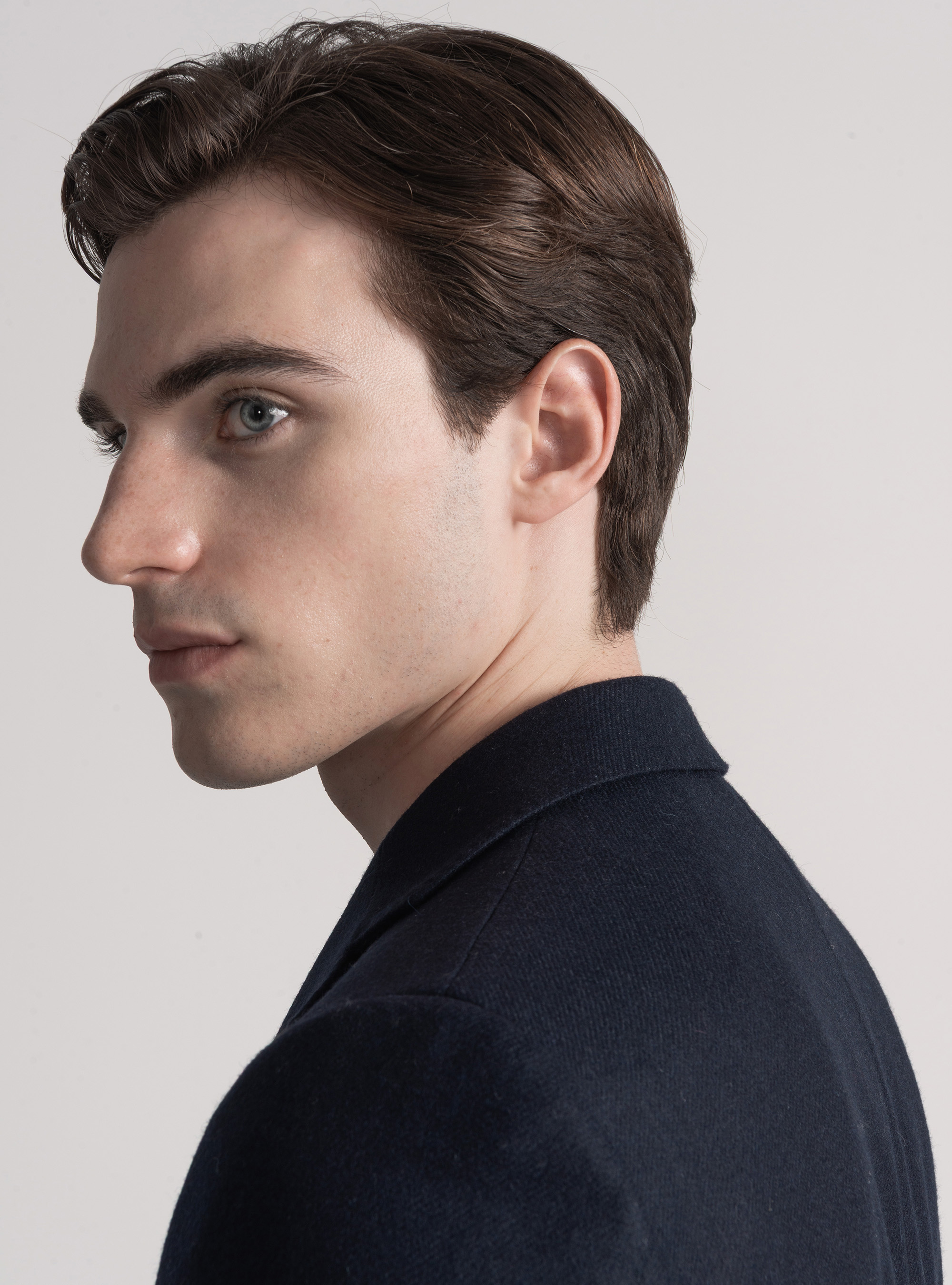 Americana de franela en mezcla de lana, AZUL MARINO