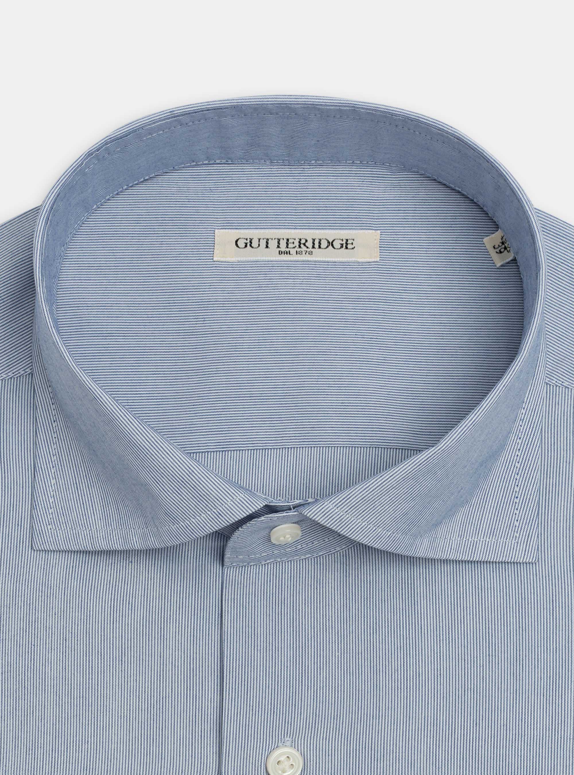 Camicia collo francese in misto cotone EcoMade, BLU