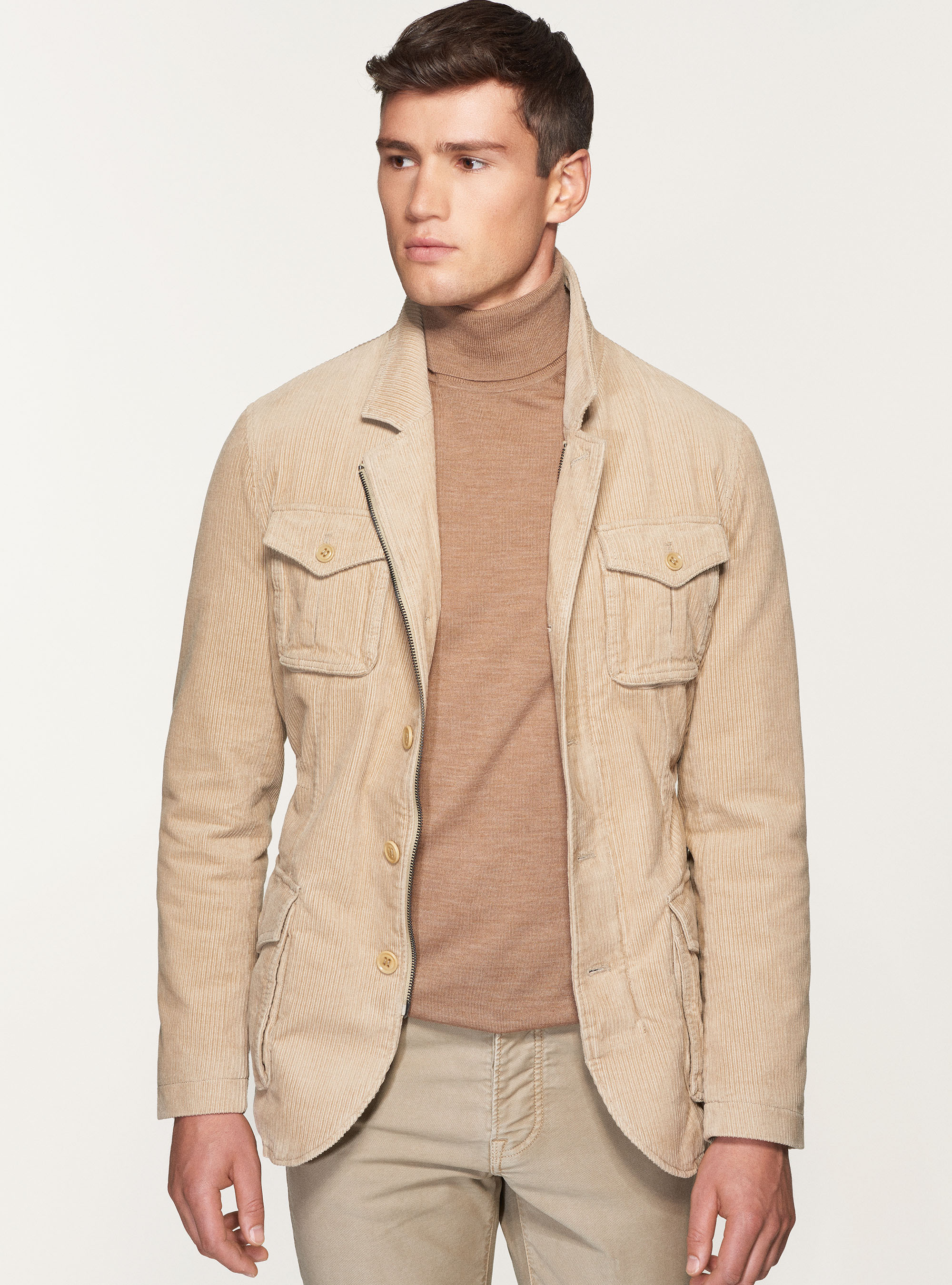 Gutteridge - Sahariana in velluto con imbottitura, Unisex, Sabbia, Taglia: 48