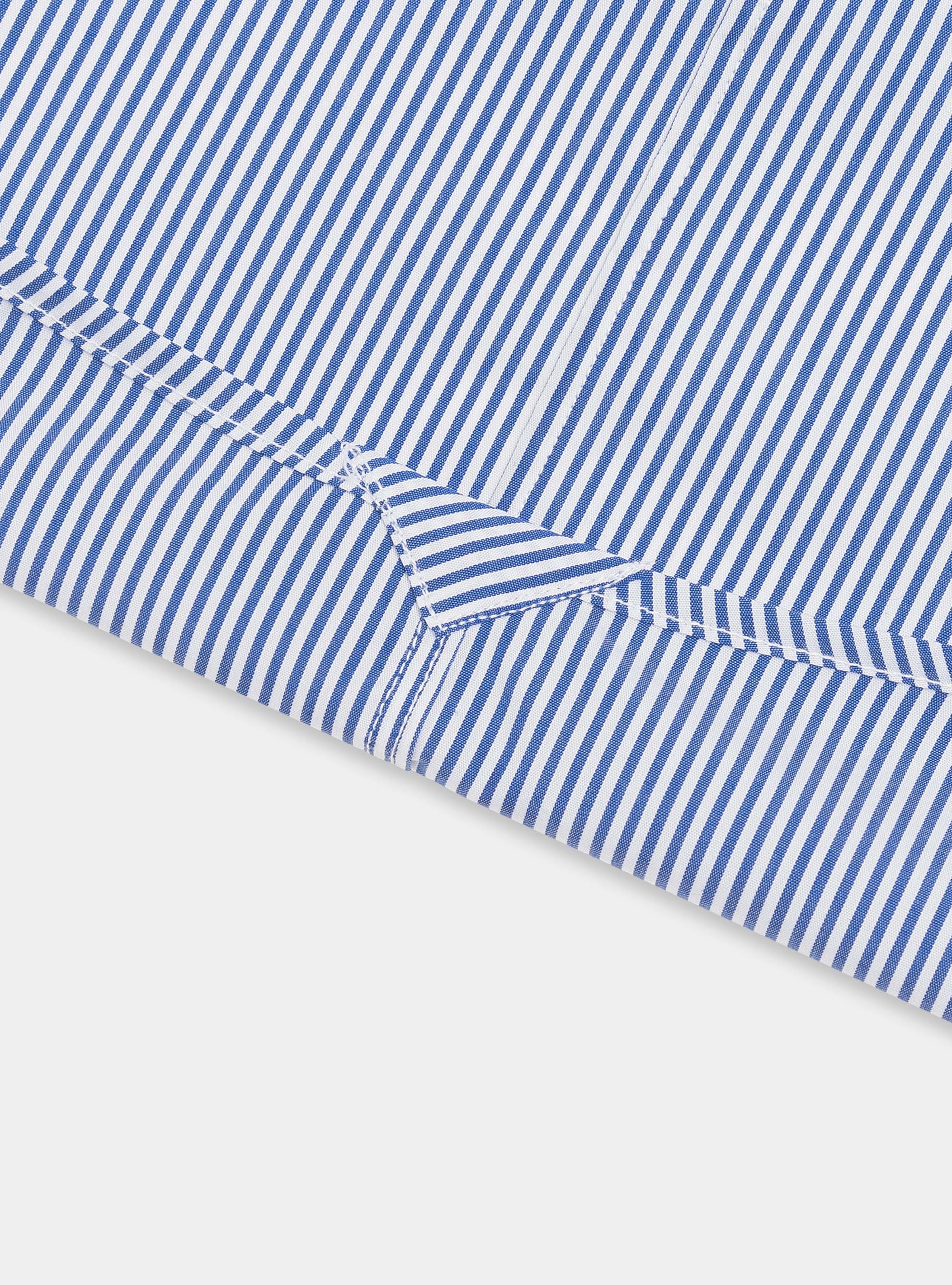 Camicia slim fit in popeline stretch rigato, BLU