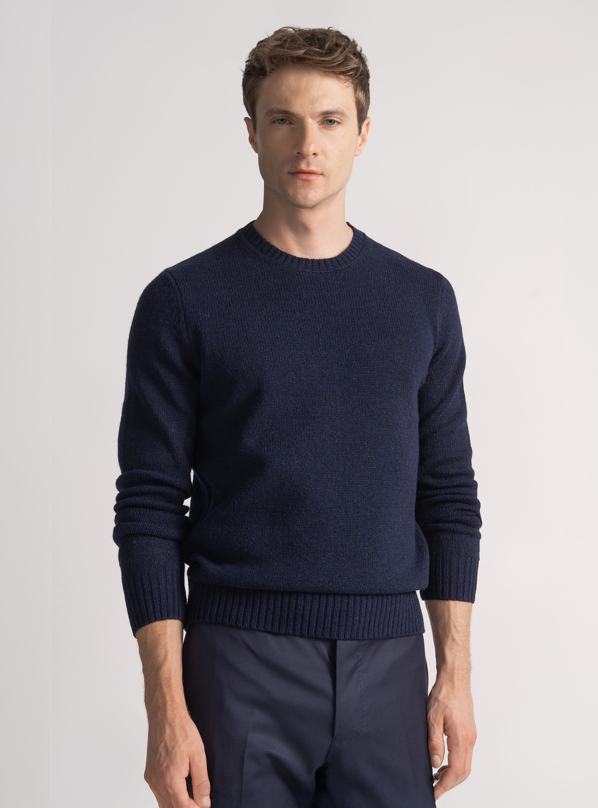 Maglia girocollo in lana shetland