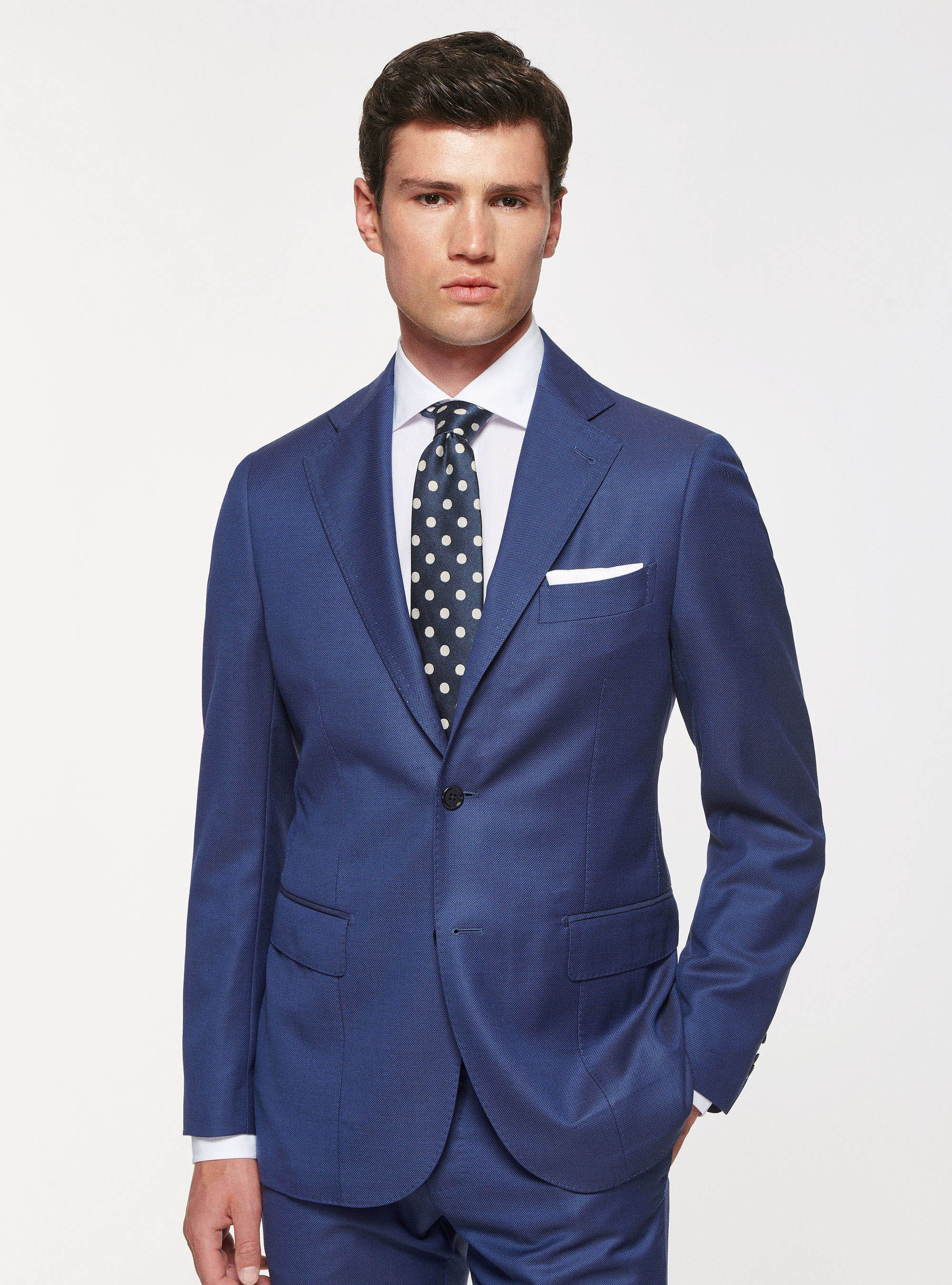 Giacca occhio di pernice in pura lana, BLU