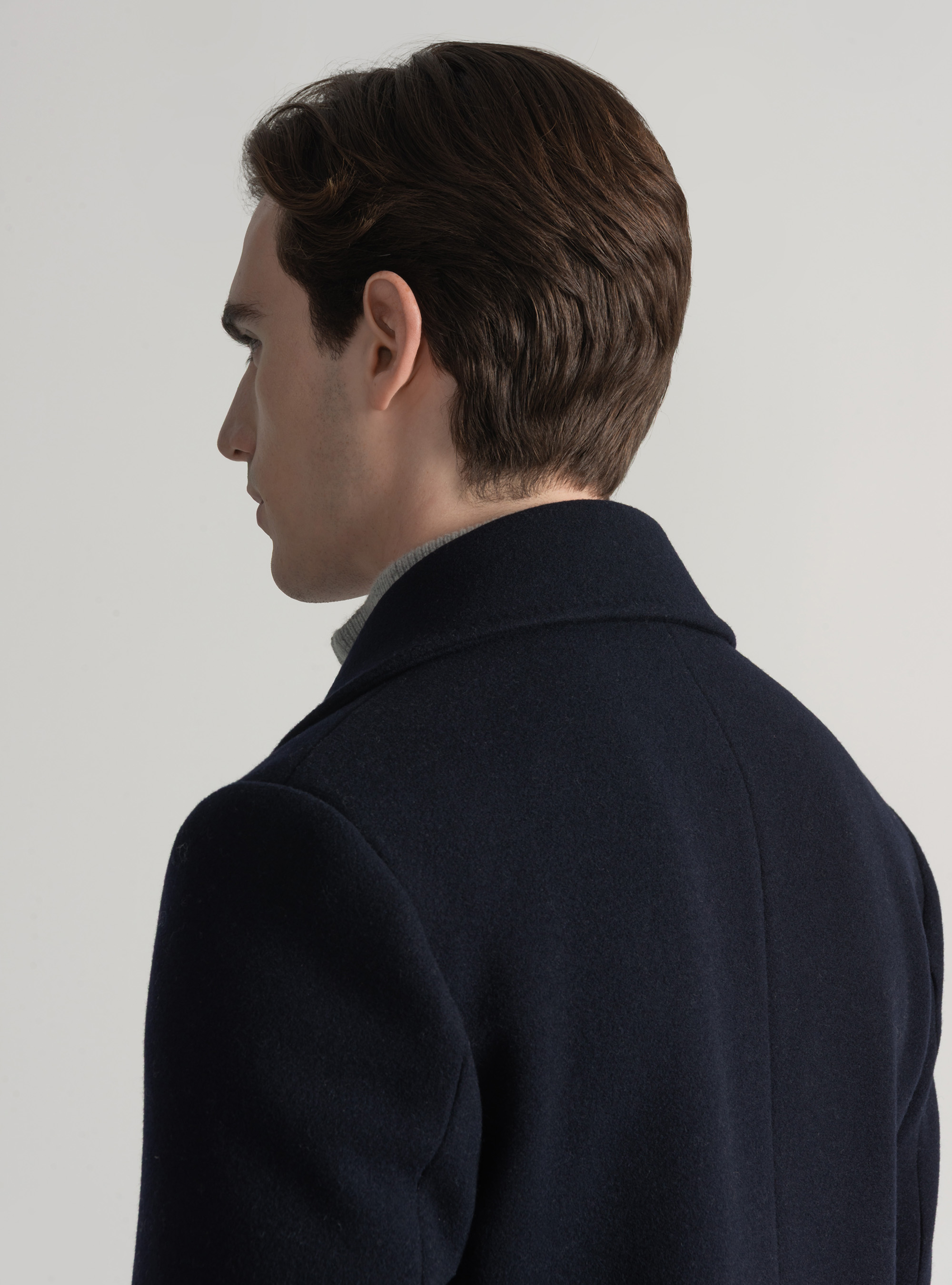 Peacoat in misto lana, BLU NAVY