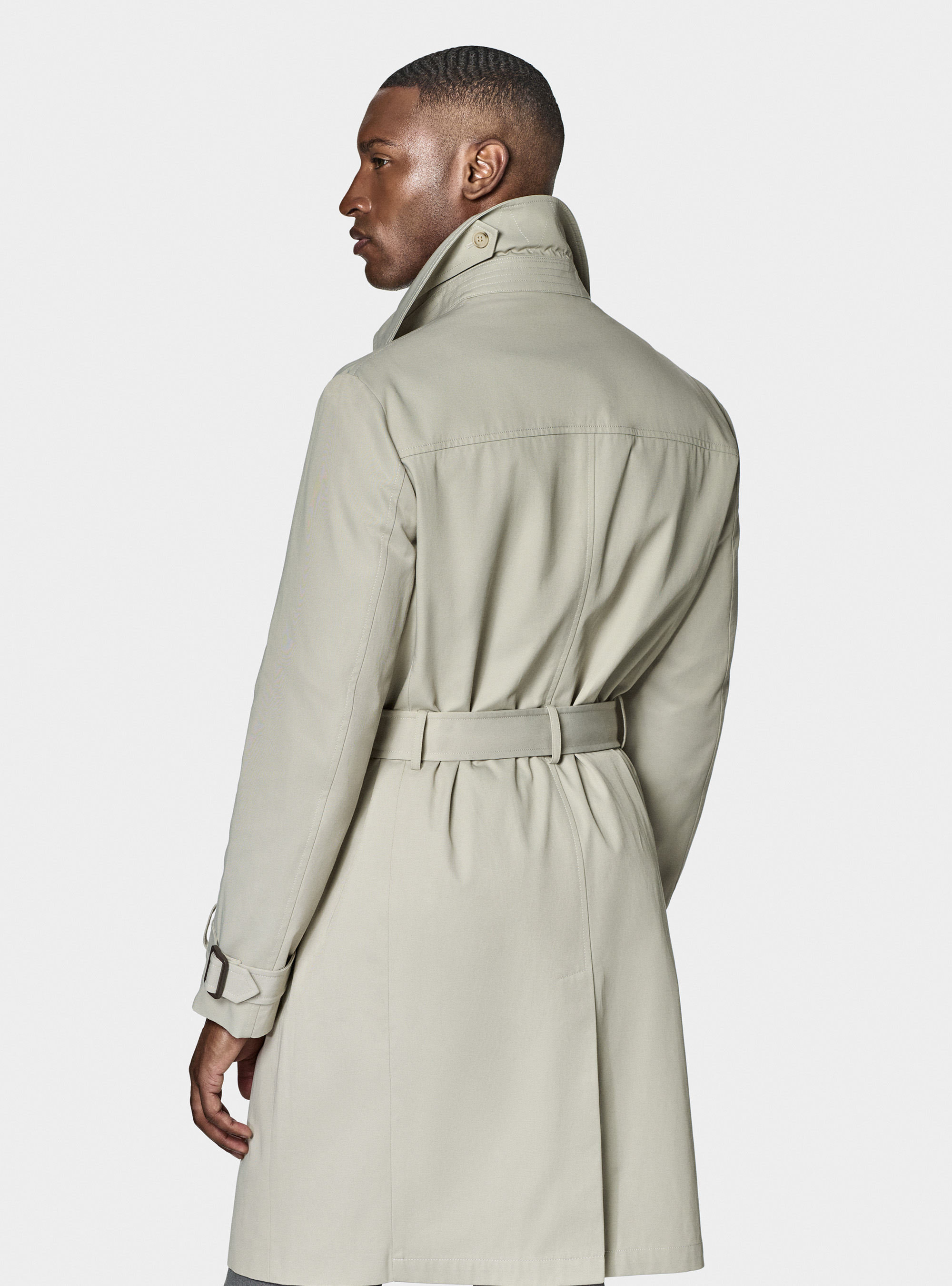 Trench in twill di cotone, ECRU