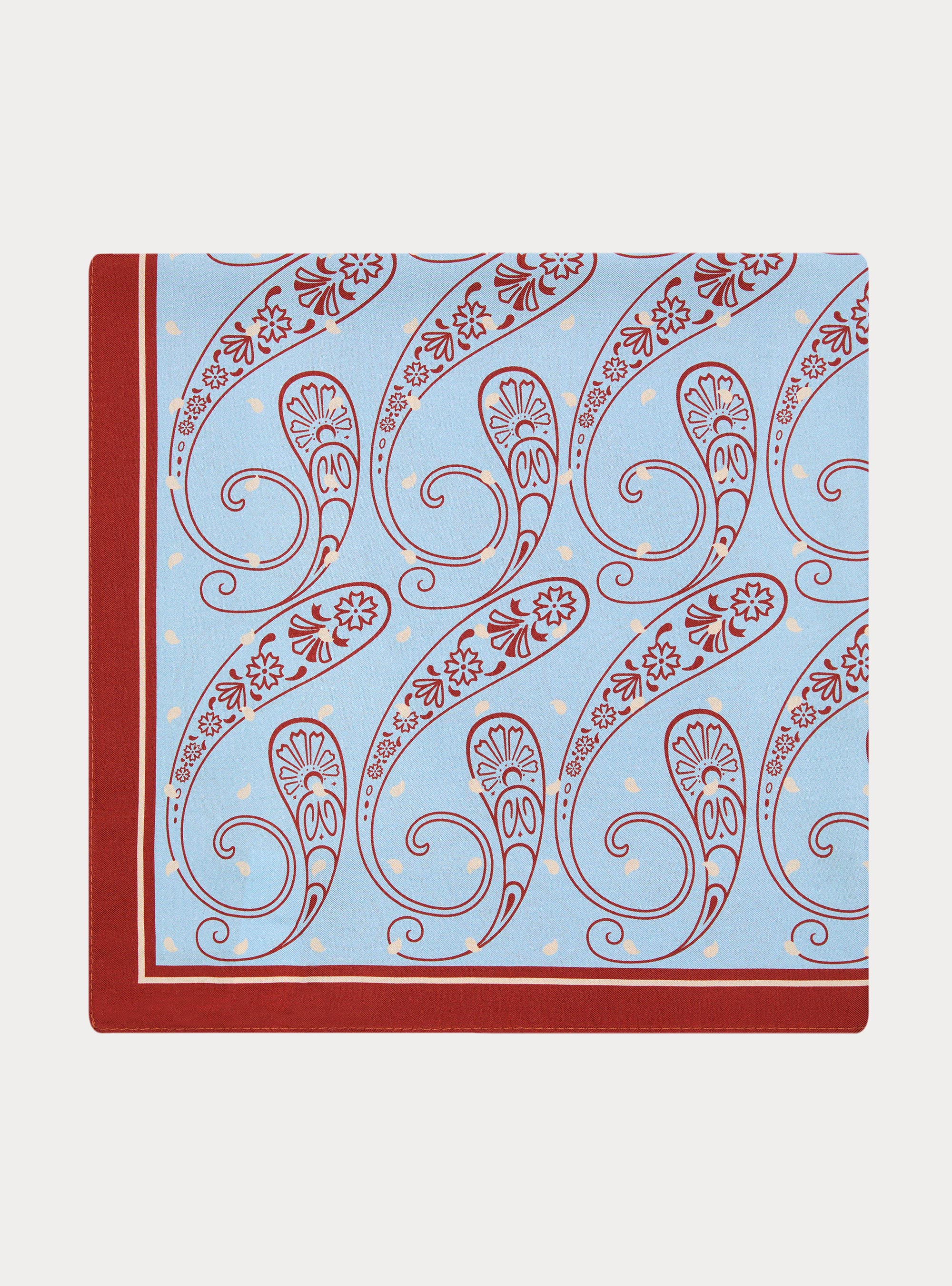 Foulard in seta stampata fantasia macro paisley, LIGHT BLUE
