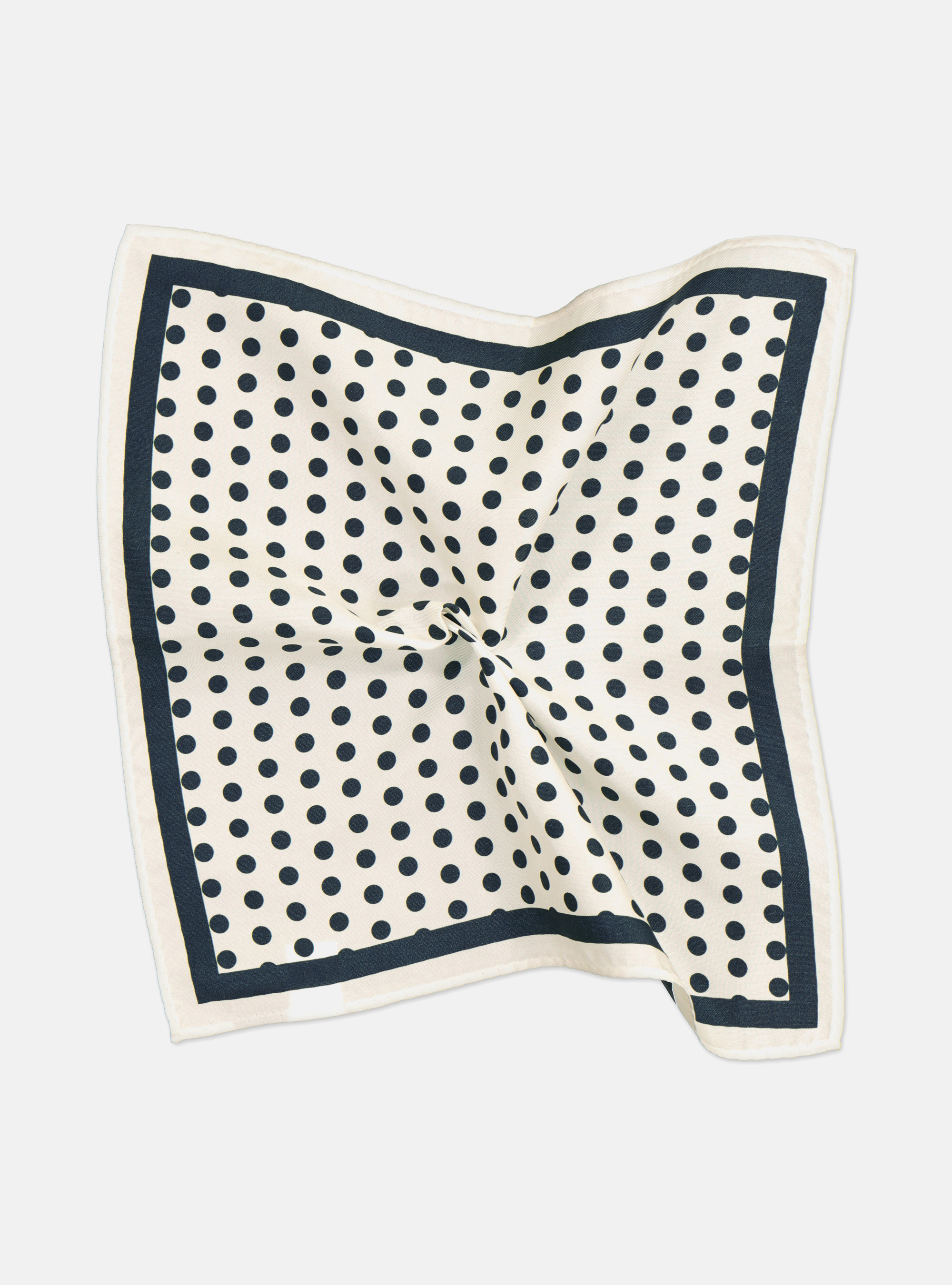 POLKA DOT SILK POCHETTE, NAVY BLUE