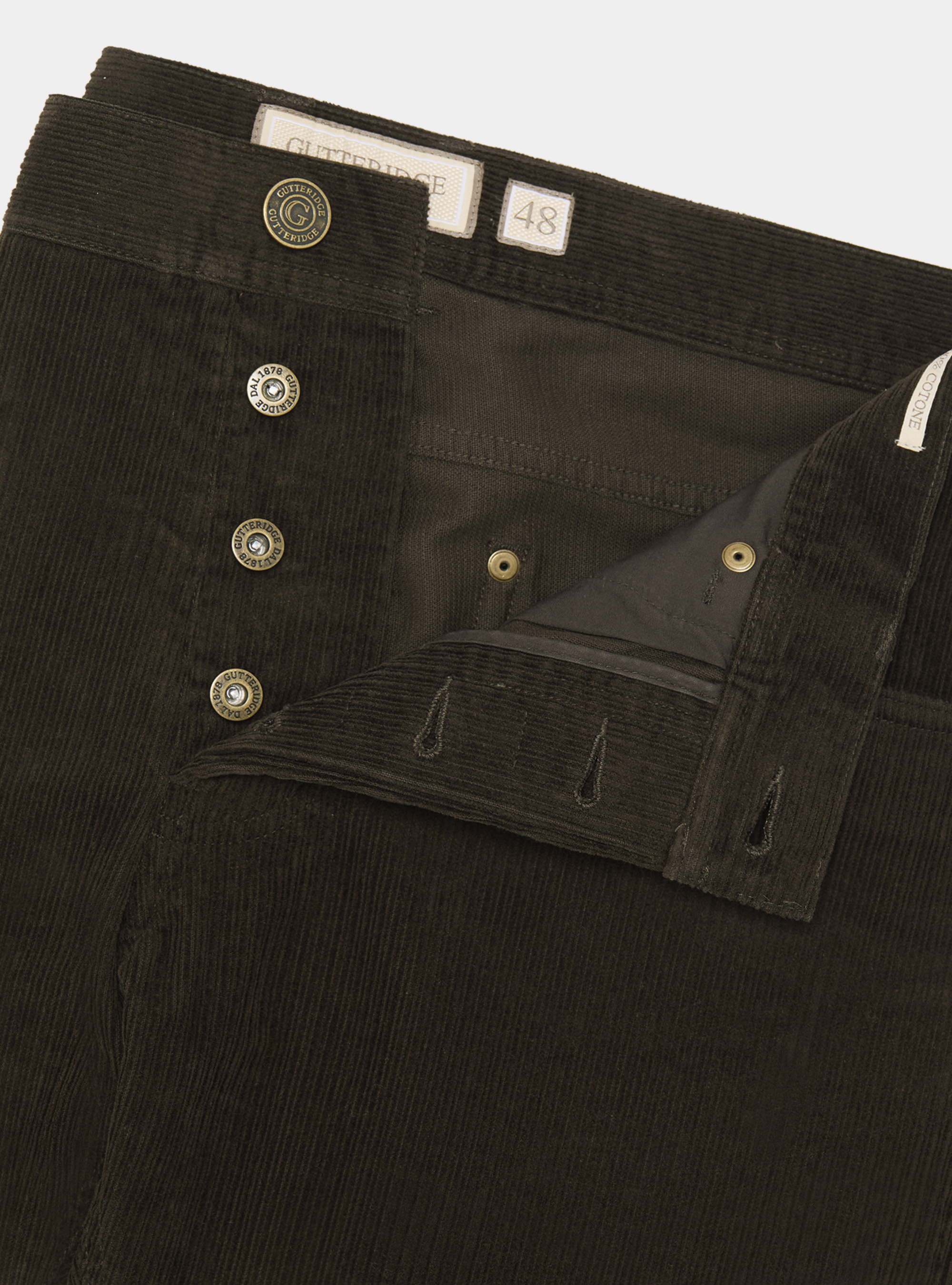 Pantaloni cinque tasche in velluto, MARRONE