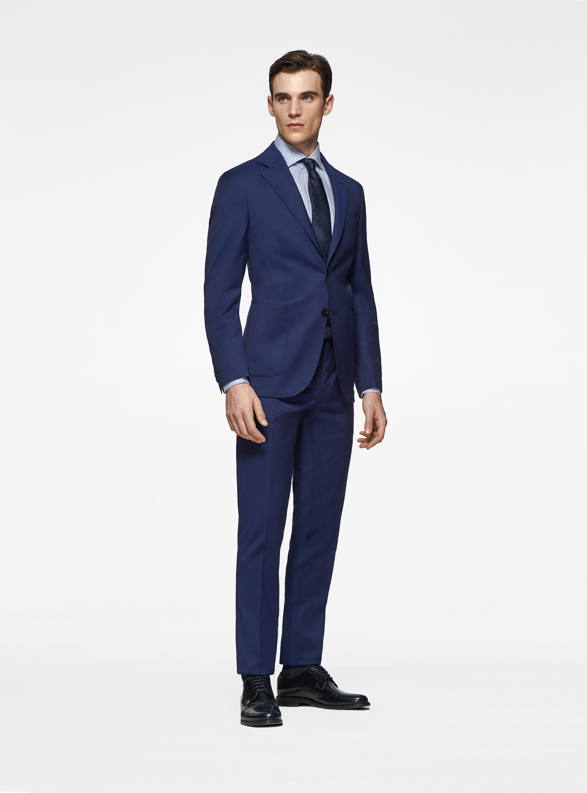 Suit trousers in pure superfine wool 110's Reda, BASALT