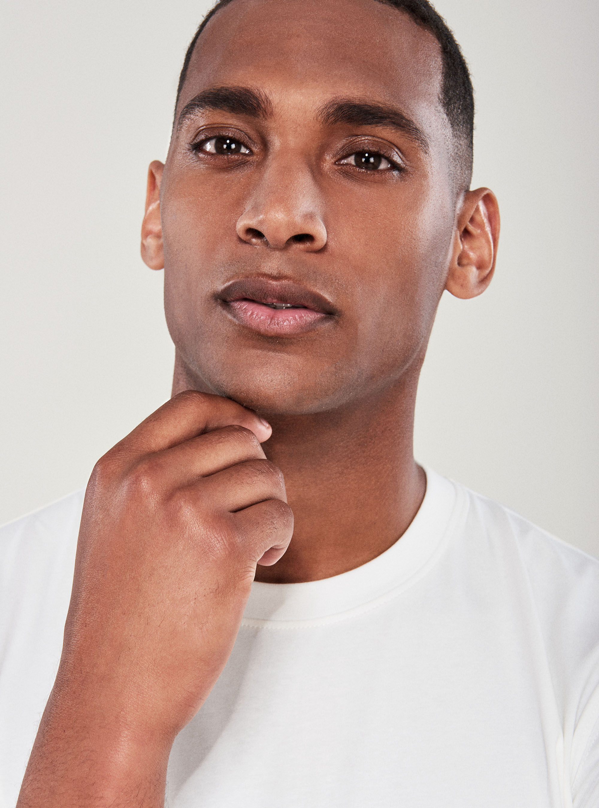 T-Shirt manica lunga in cotone stretch, BIANCO