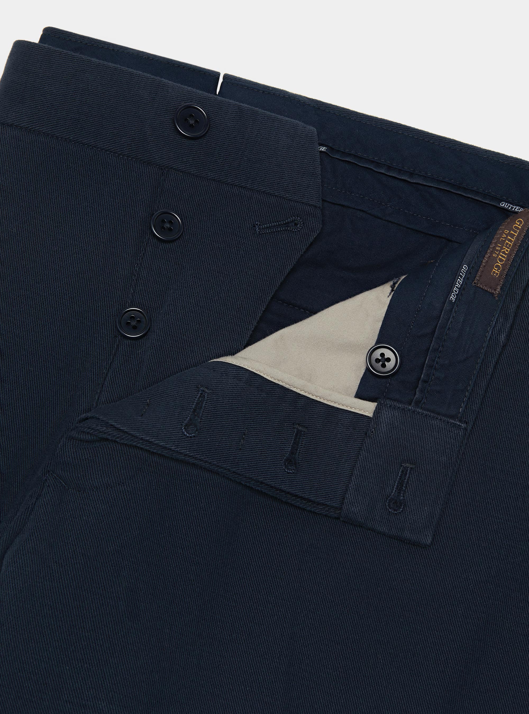 Pantaloni in twill di cotone e cashmere, BLU NAVY