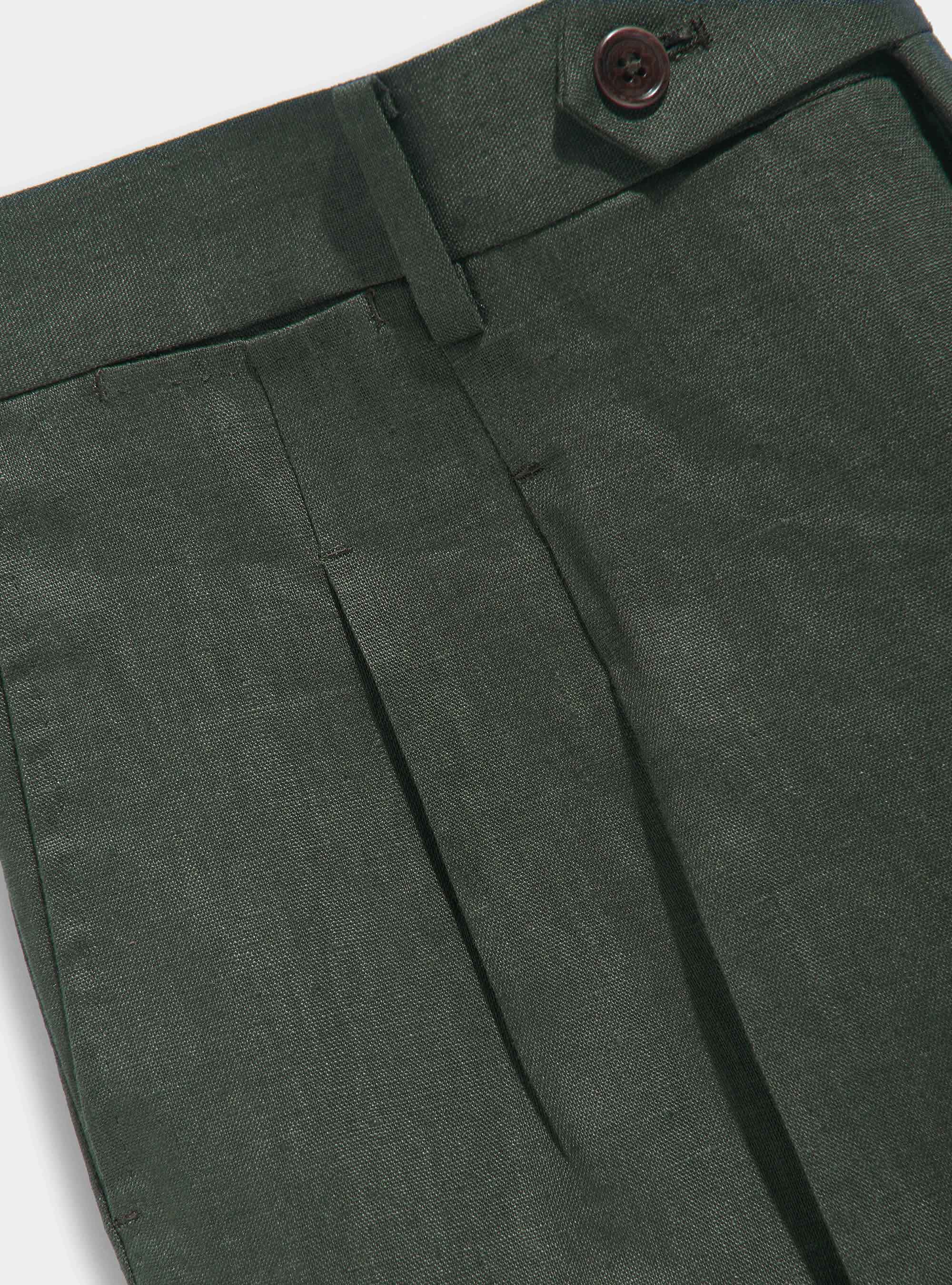 Pantaloni per abito in puro lino, VERDE