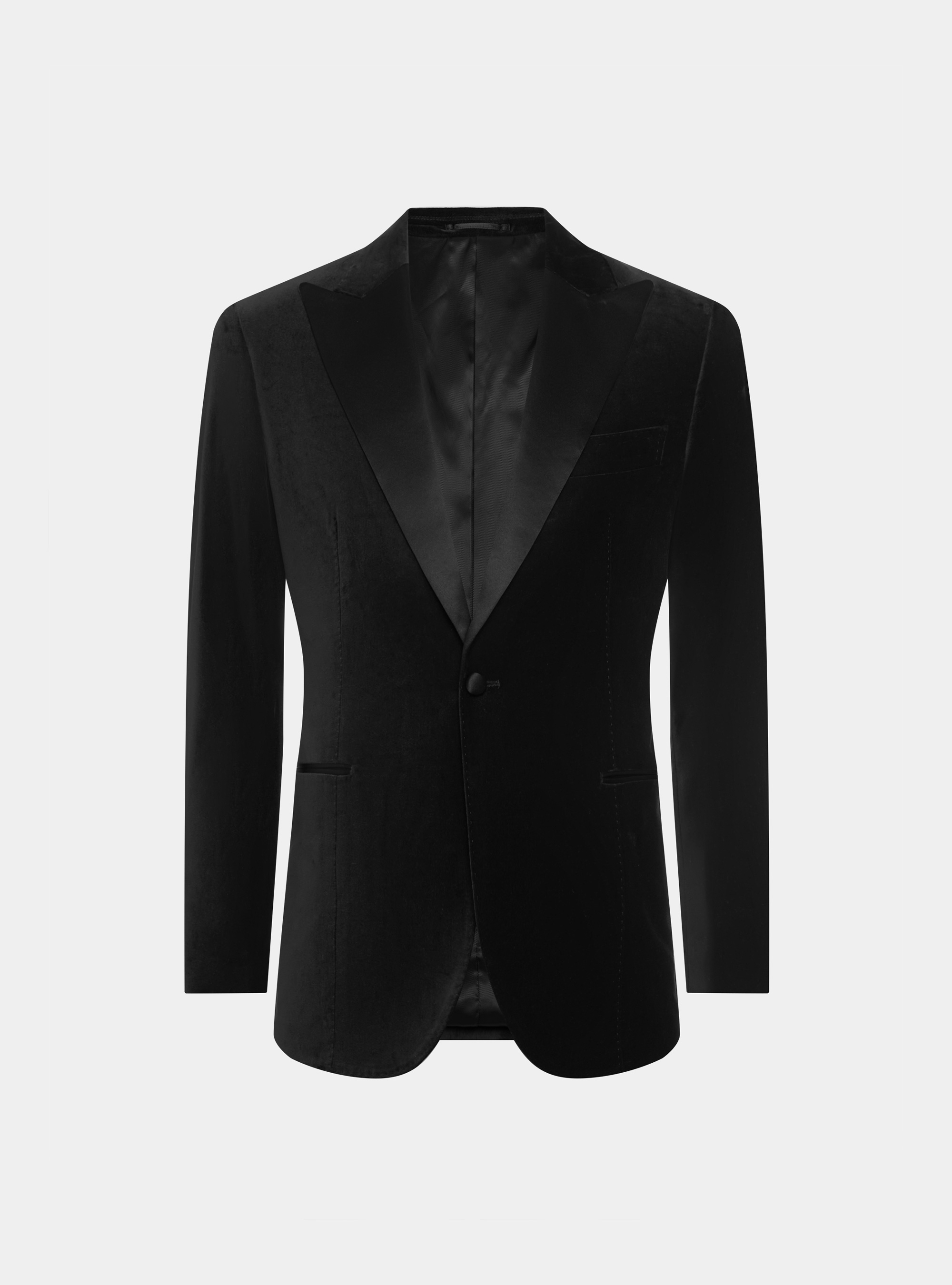 Americana de esmoquin de terciopelo liso, NEGRO