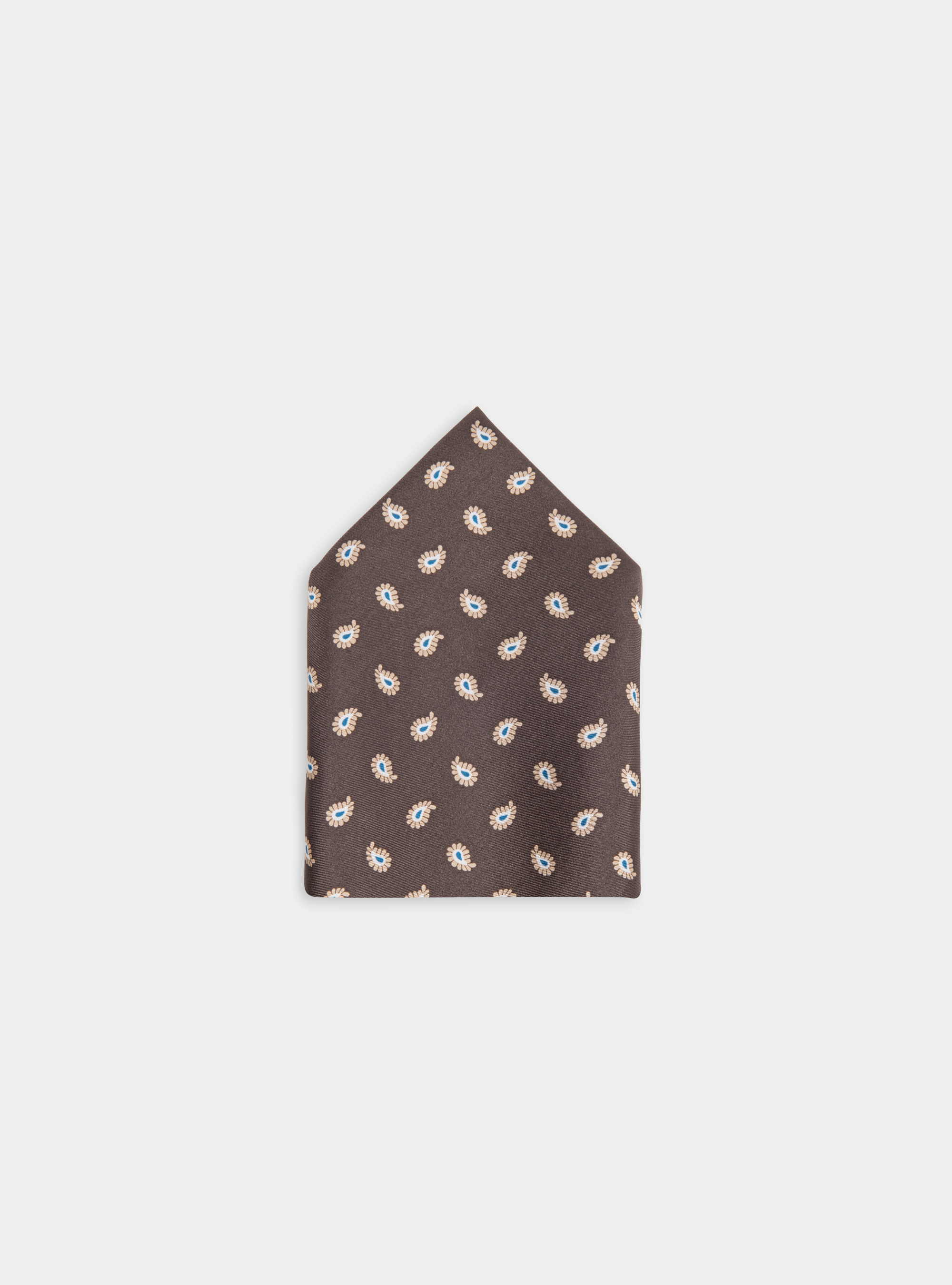 Pa&ntilde;uelo de seda con microestampado, MARRON