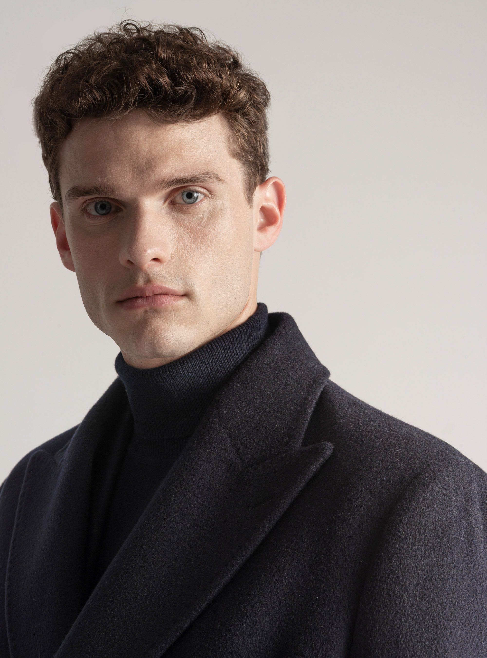 Abrigo de doble botonadura 100% cachemira, AZUL MARINO