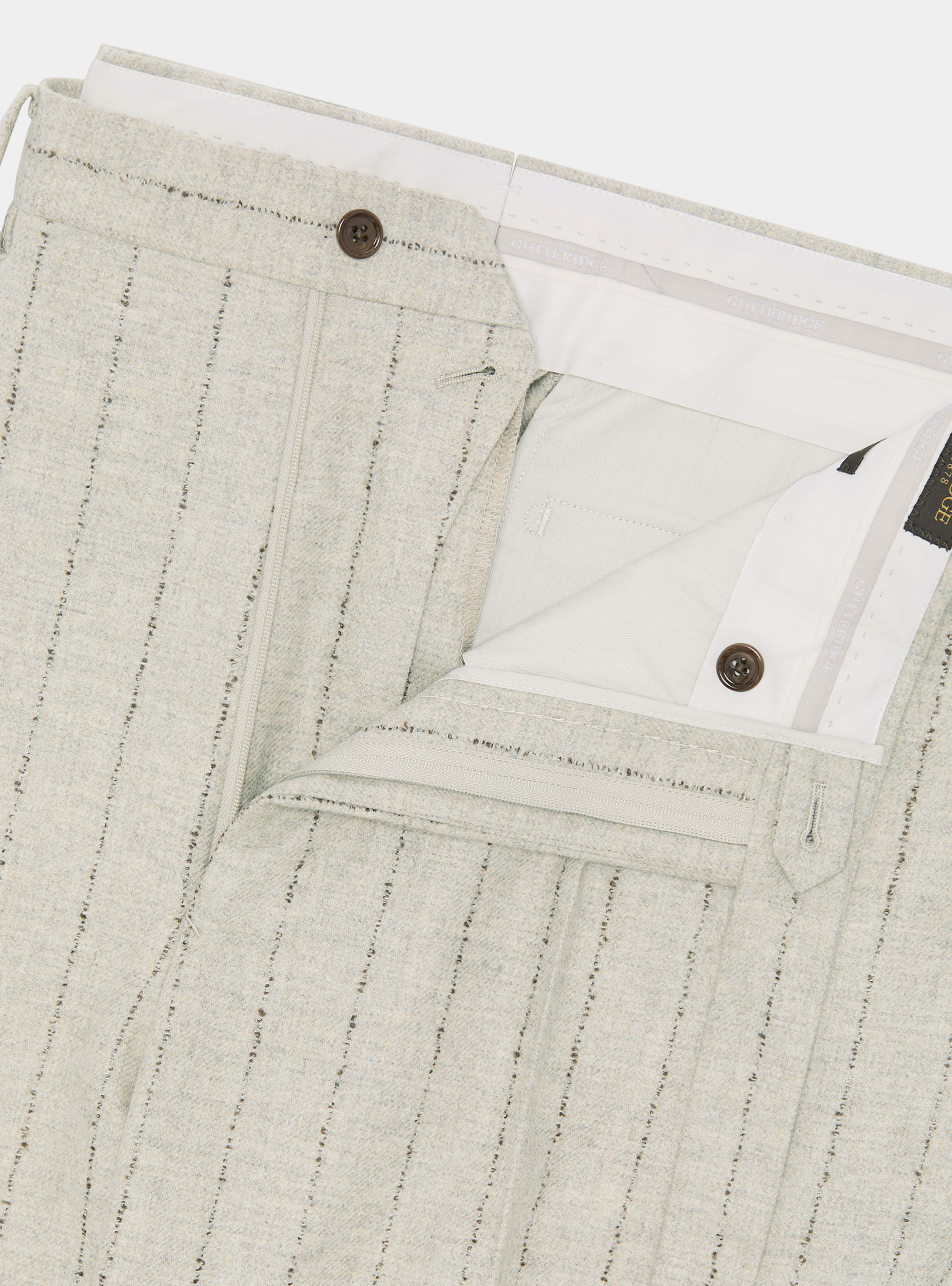 Anzughose aus Kaschmirwolle mit Nadelstreifen, ECRU 0560C