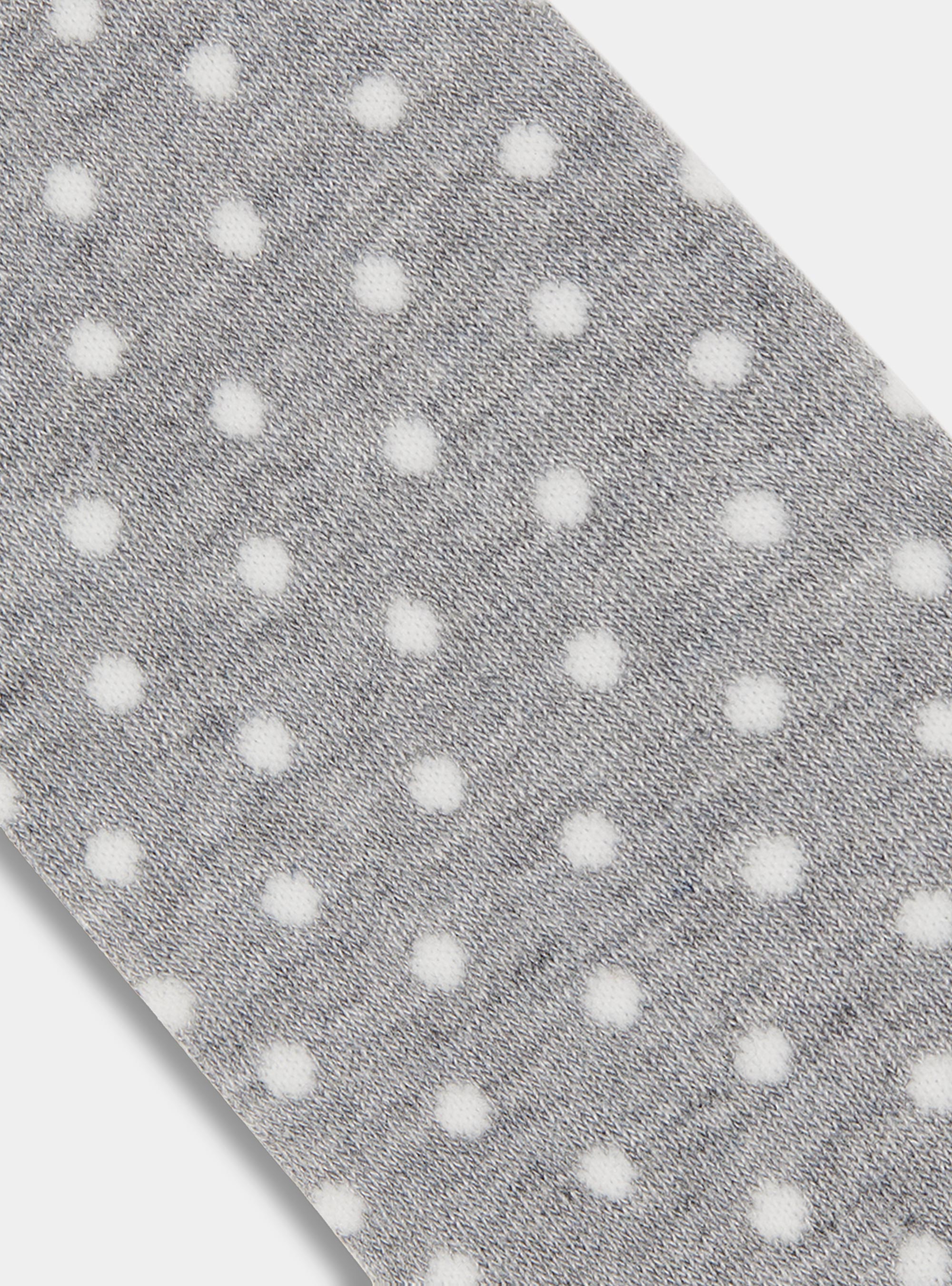 Polka dot and striped long socks with embroidery, GRIGIO MELANGE 0151C
