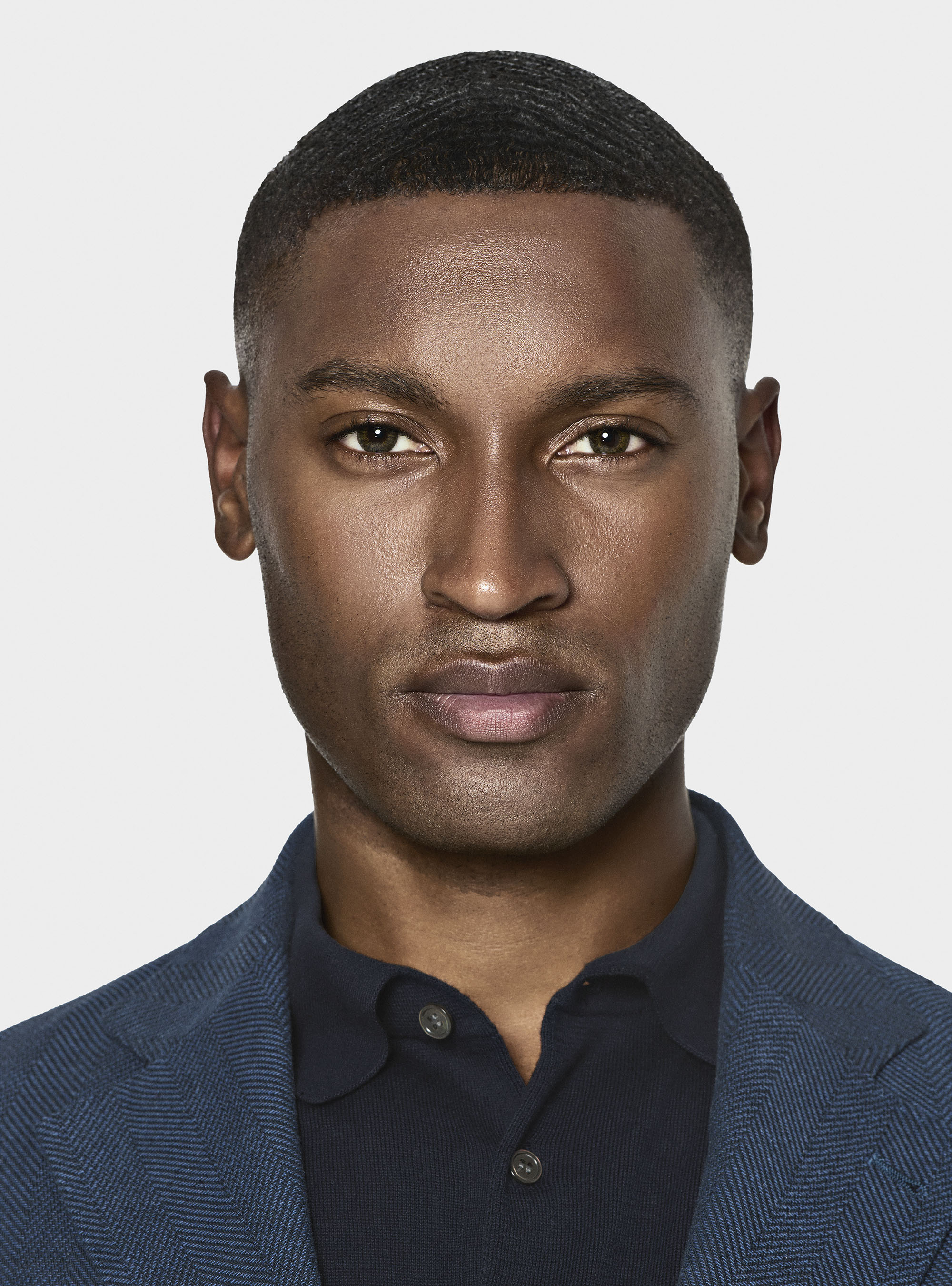 Giacca spigata in lino e cotone, BLU NAVY