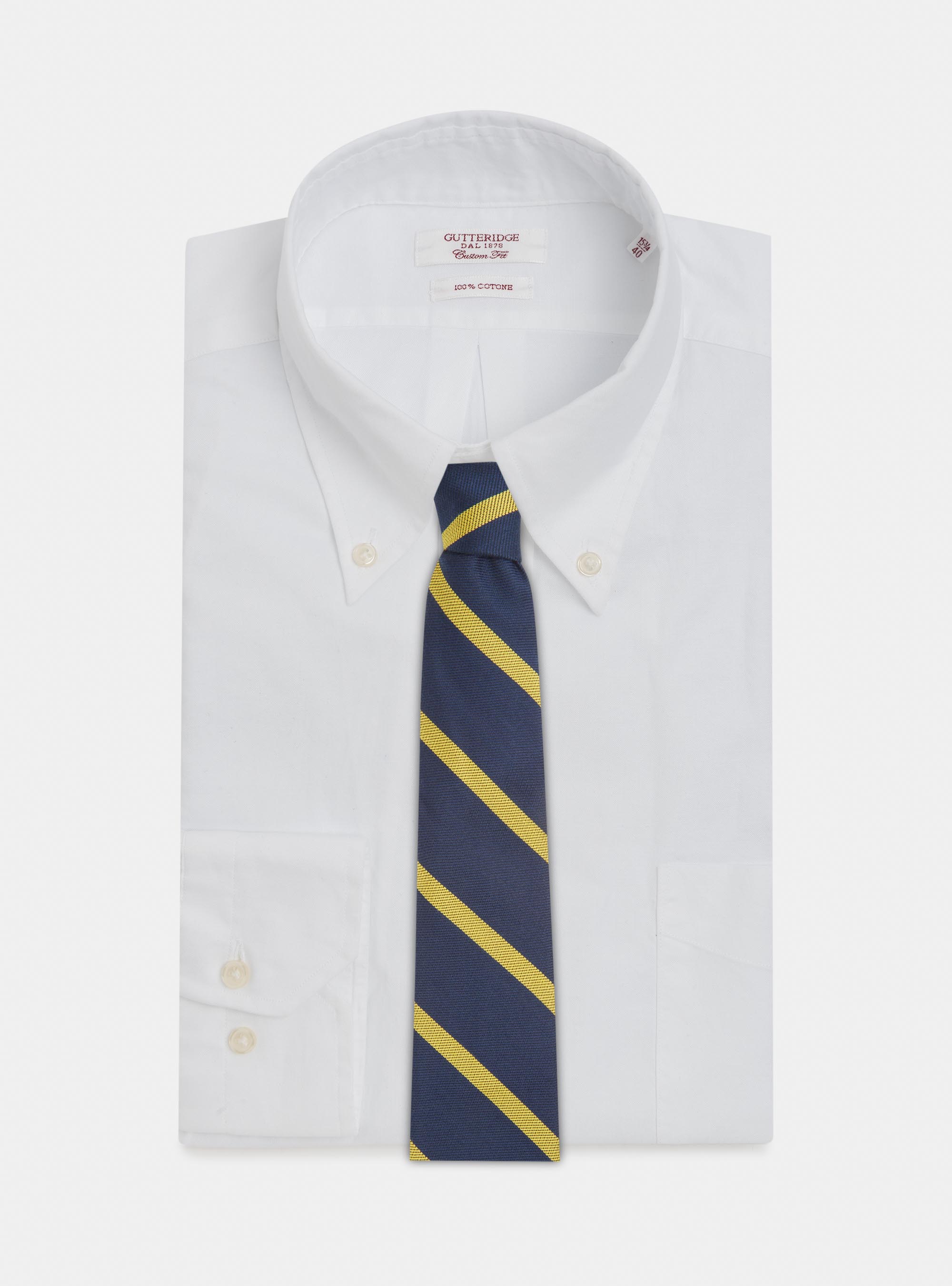 Cravatta in misto seta rigata, BLU NAVY