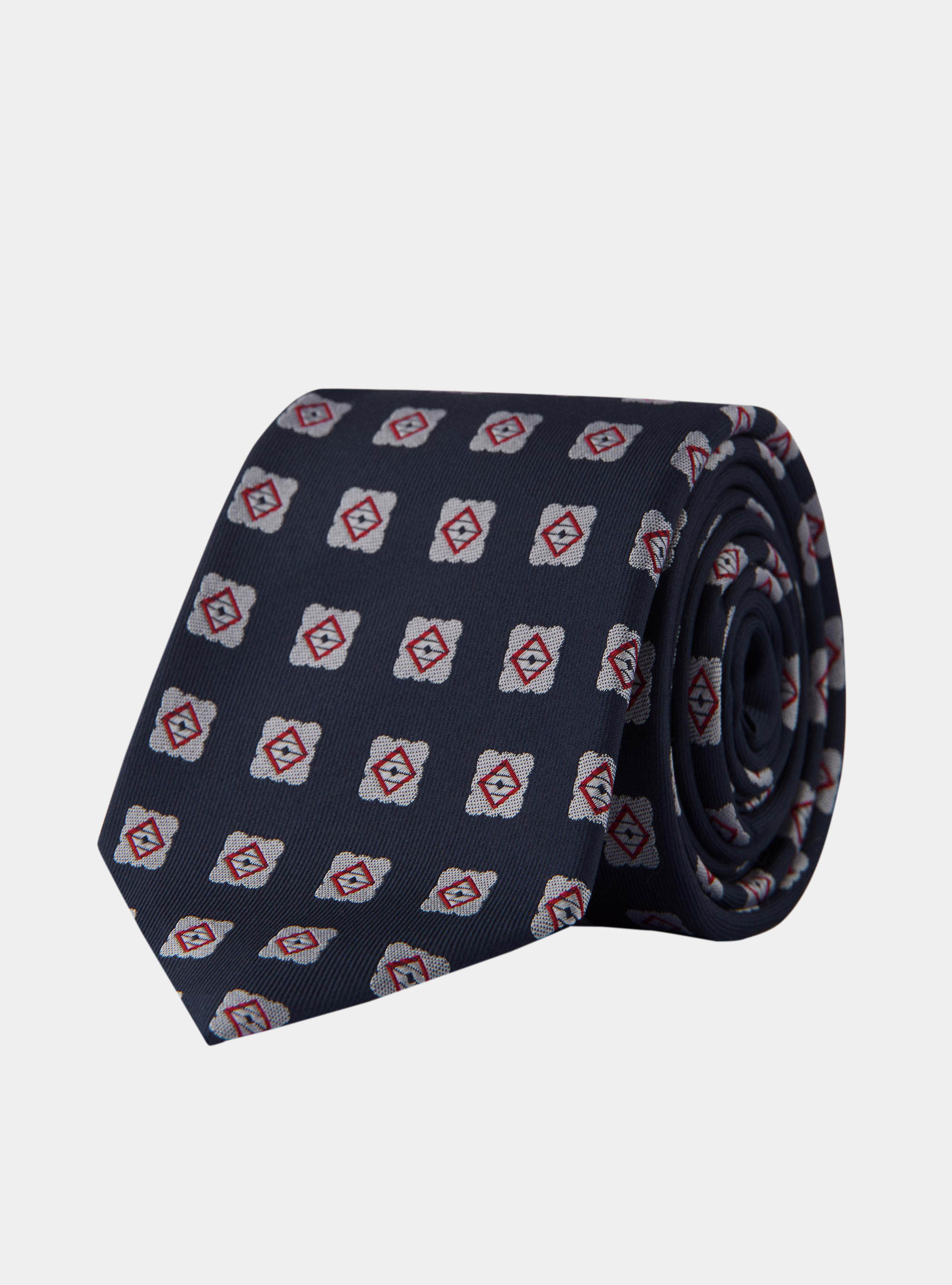 Cravate en soie à motif, BLEU MARINE