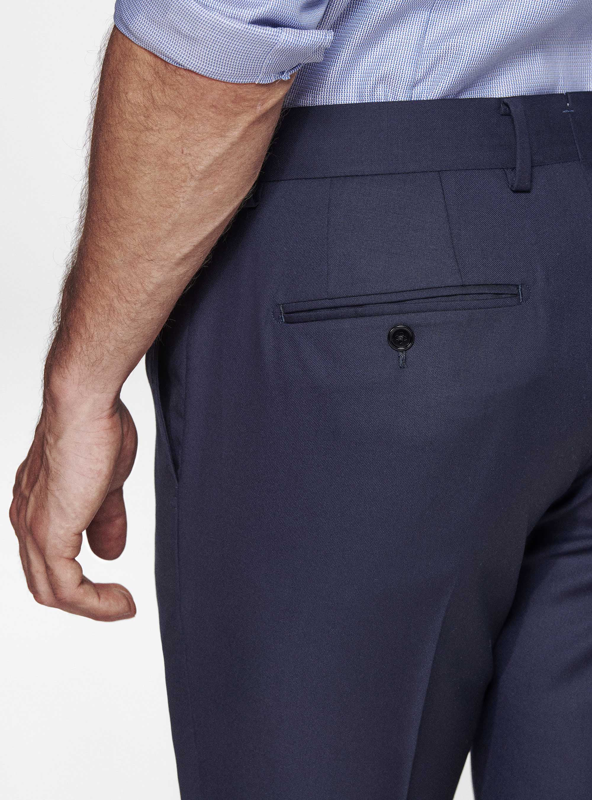 Pantaloni drop 4 in pura lana Vitale Barberis Canonico, BLU NAVY