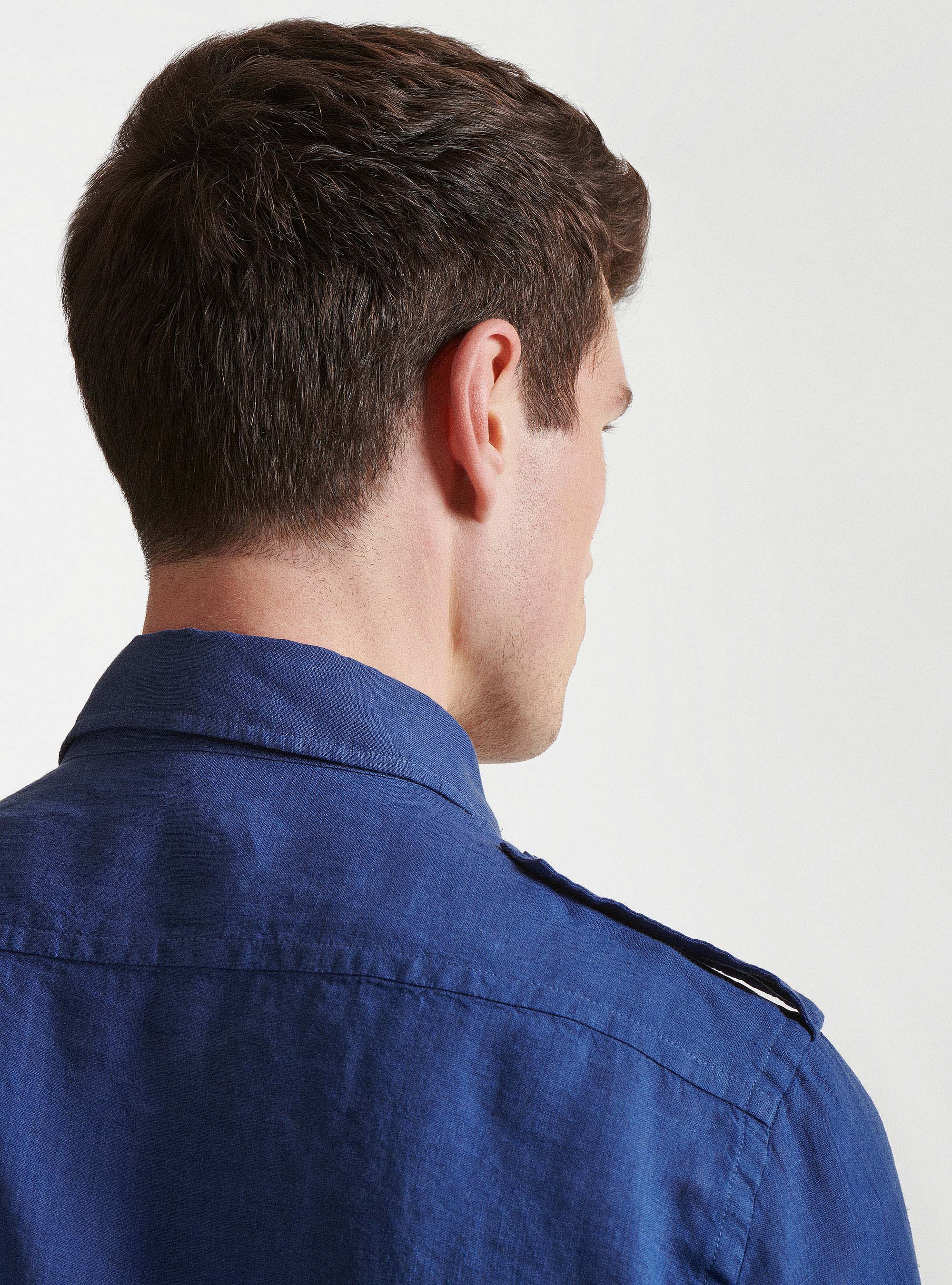 Pure linen shirt with large pockets, 0243C DENIM