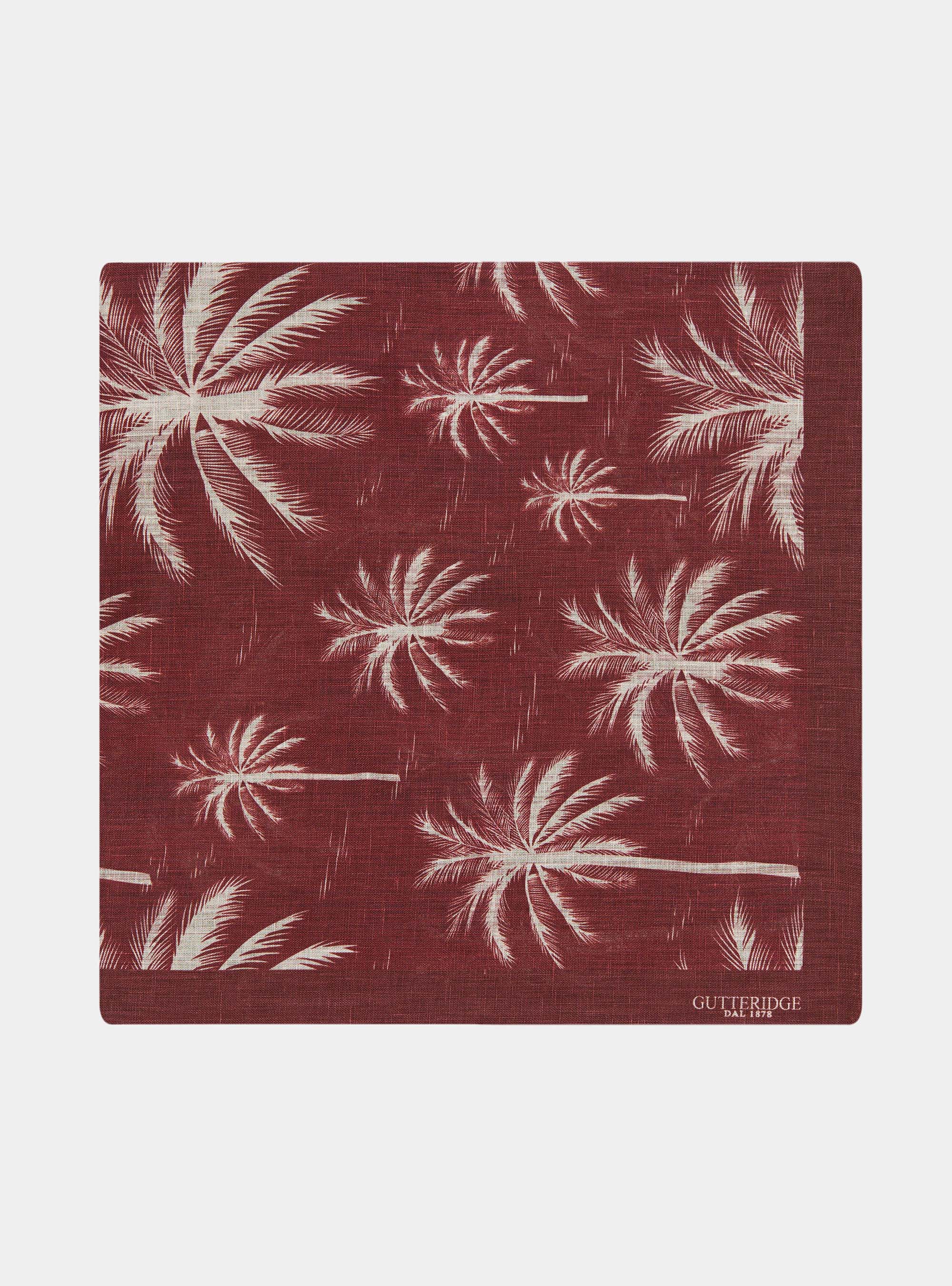 Foulard stampato con palme in lino, TERRE CUITE