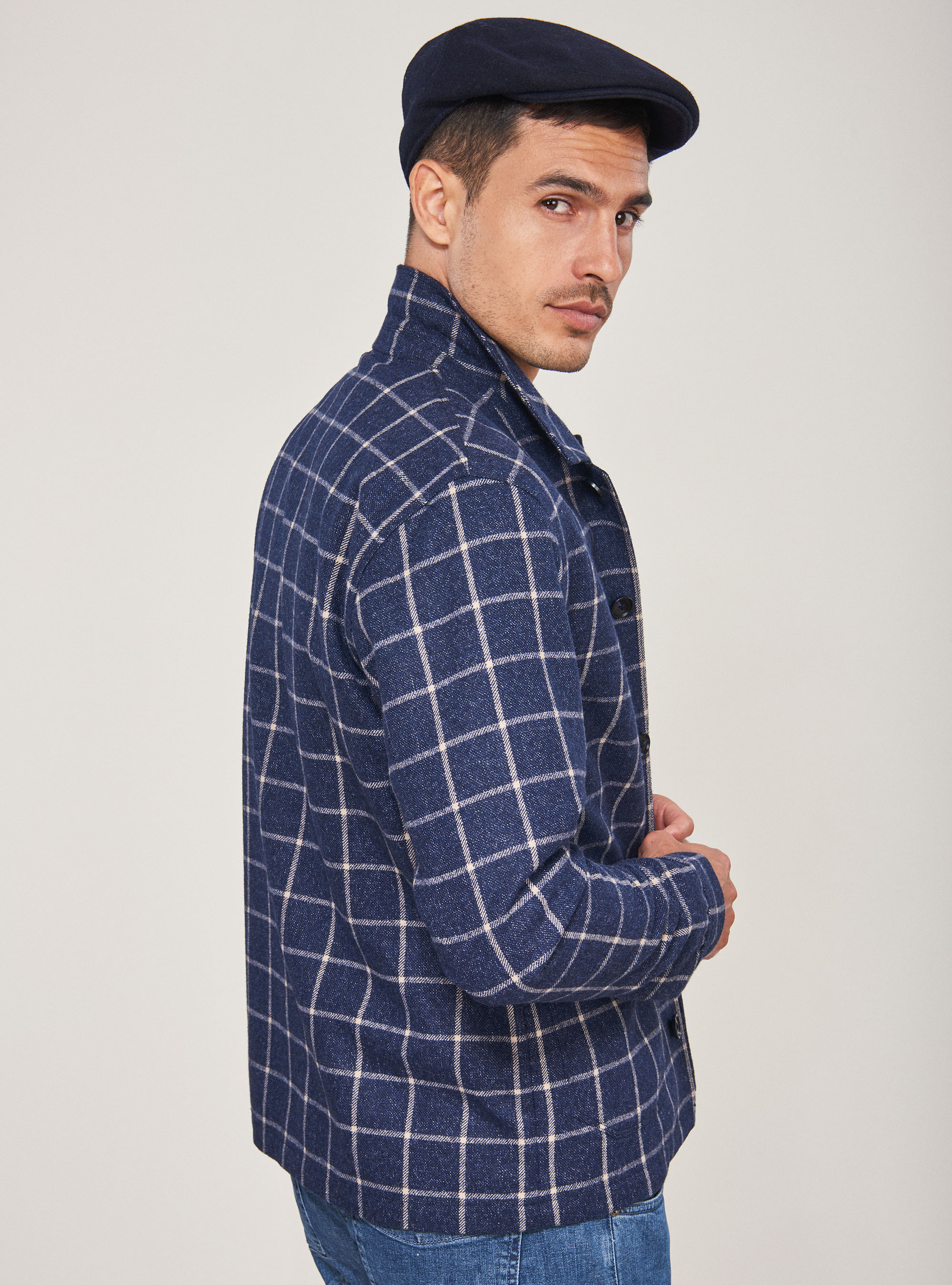 Giacca worker a quadri, BLU NAVY