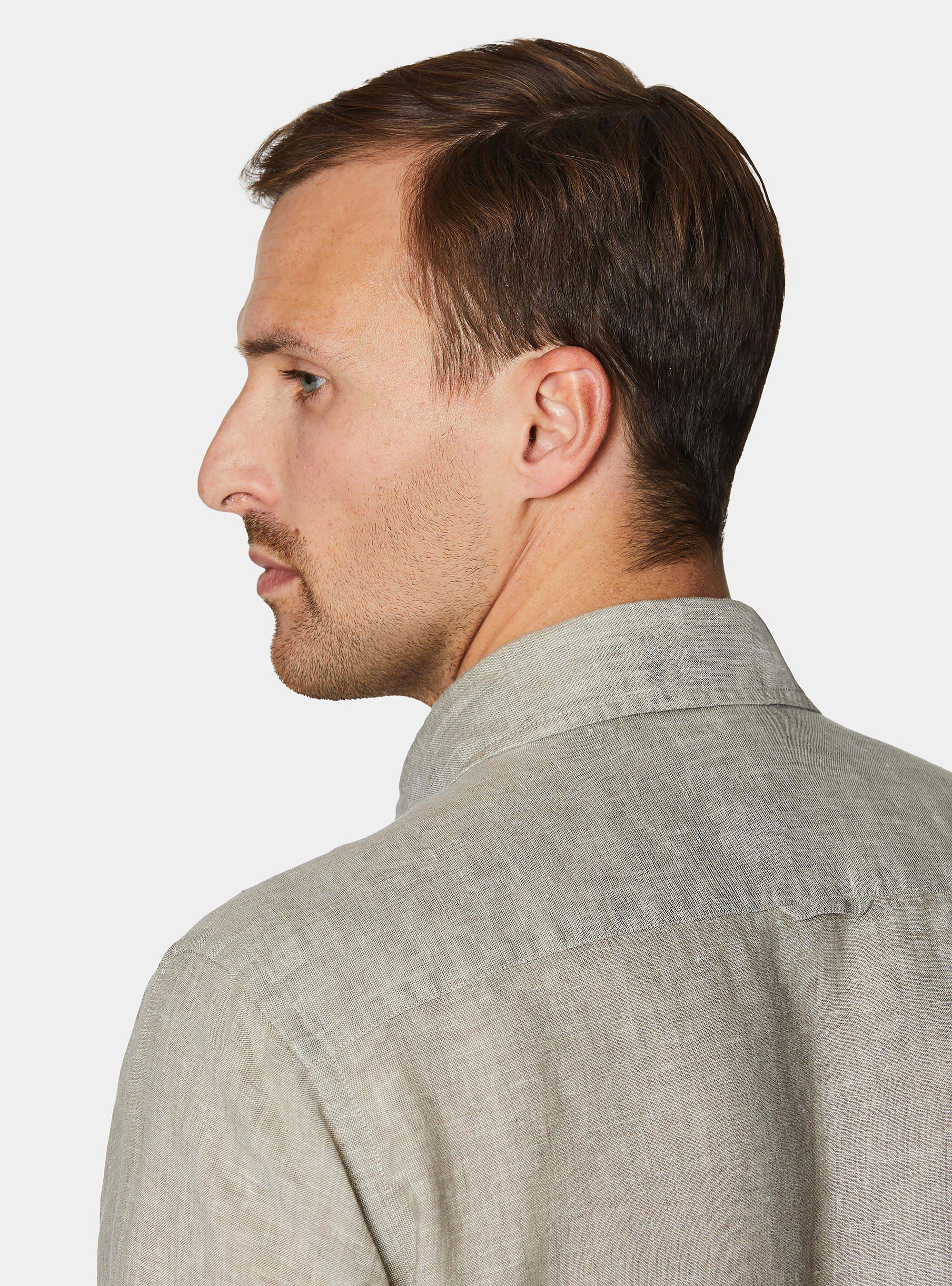 Pure linen shirt, SABBIA MELANGE 0564C