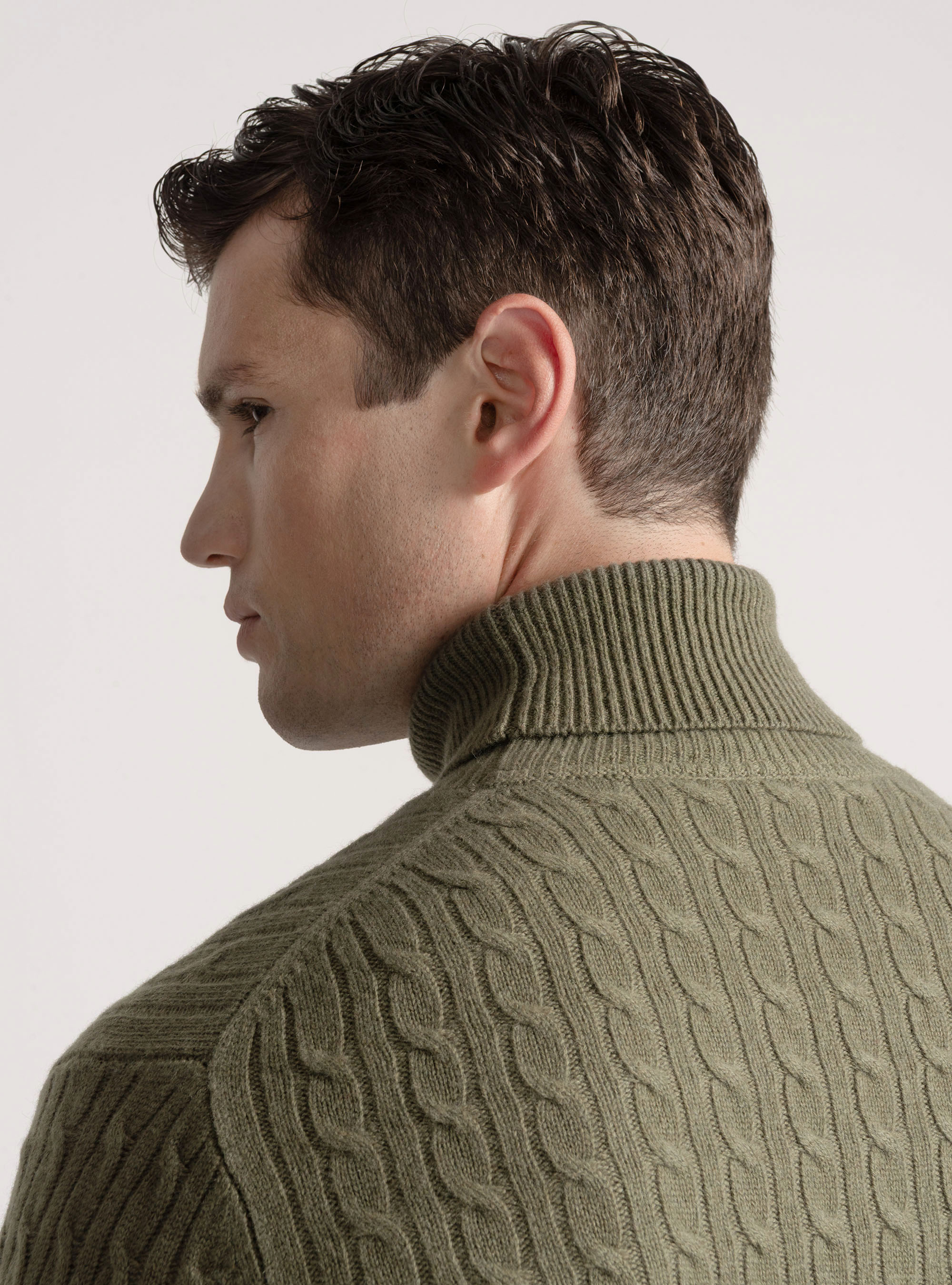 Punto de cuello alto con trenza de lana de cachemira, SALVIA 0602C