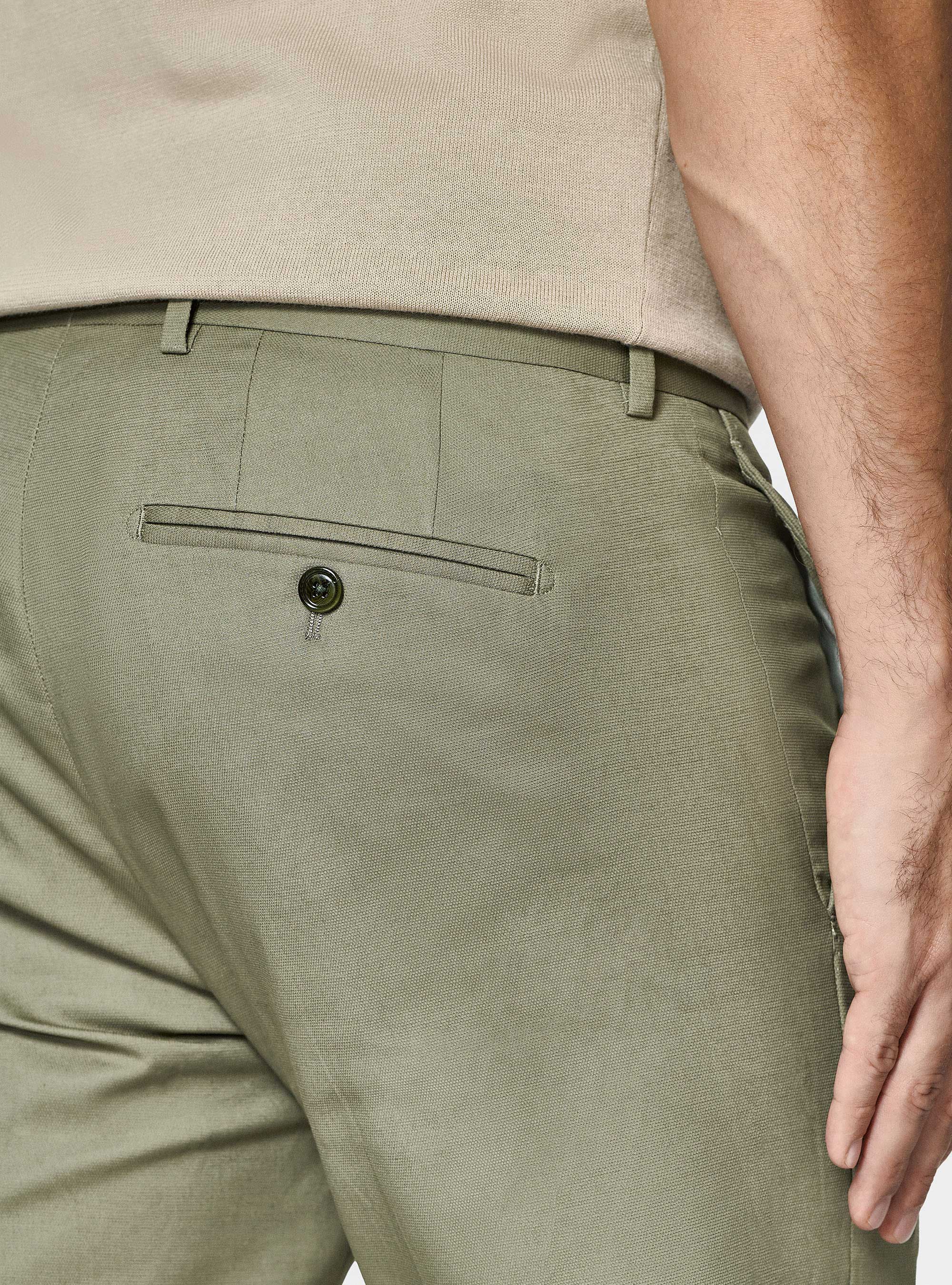 Pantaloni abito in cotone armaturato, SALVIA 0602C