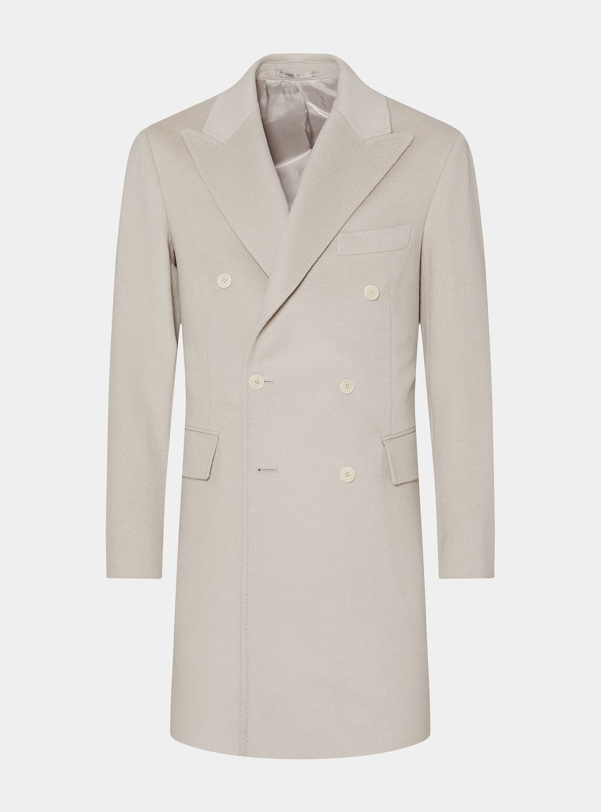 Cappotto doppiopetto in lana e cashmere, ECRU 0536C