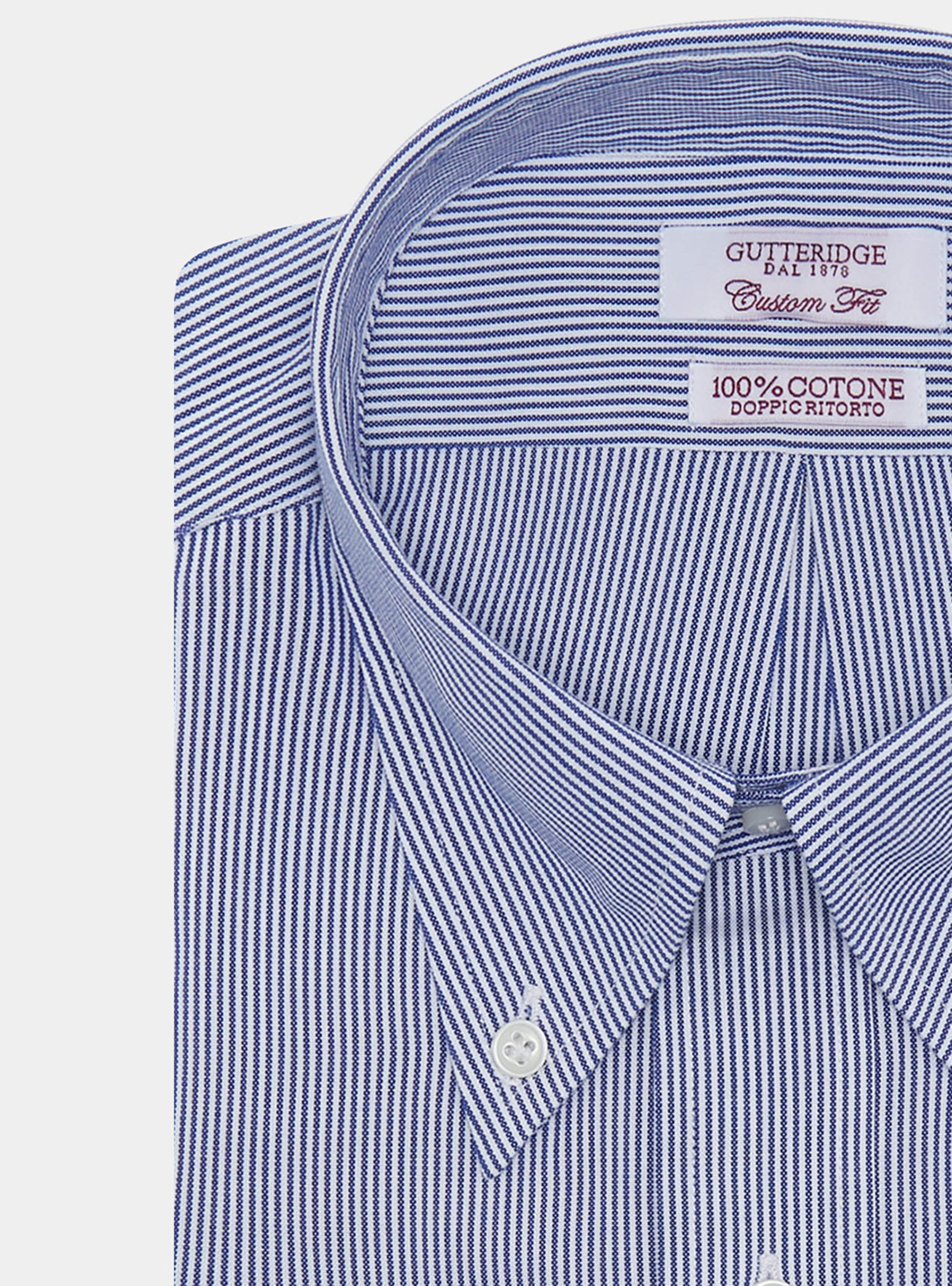 Camicia confortevole in cotone oxford rigato, BLU